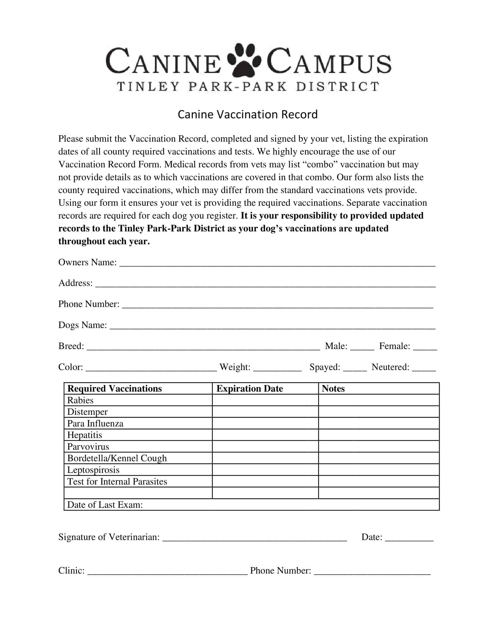 PDF Dog Vaccination Record Sample PDF Dog Vaccination Record Sample