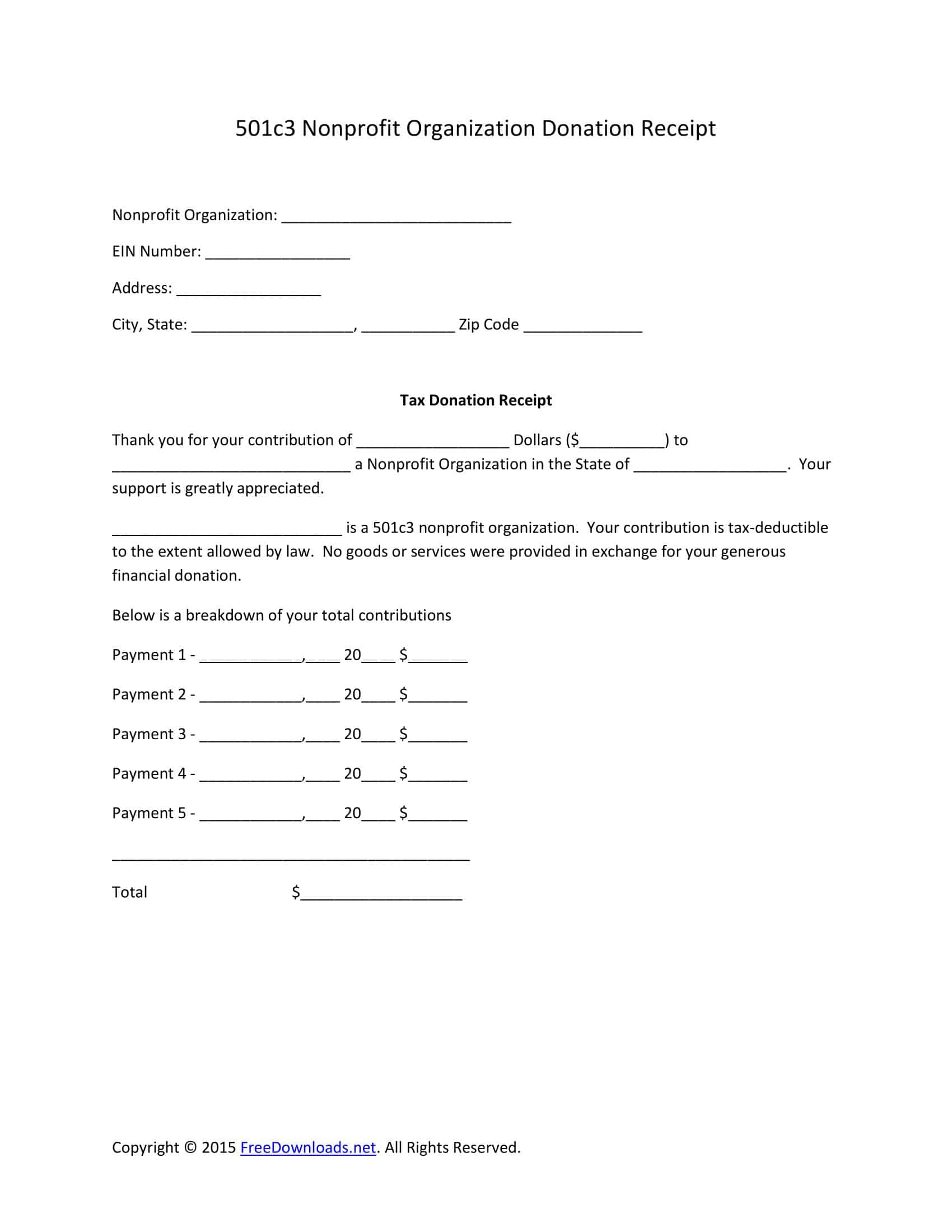 PDF Donation Receipt Free PDF Donation Receipt Free