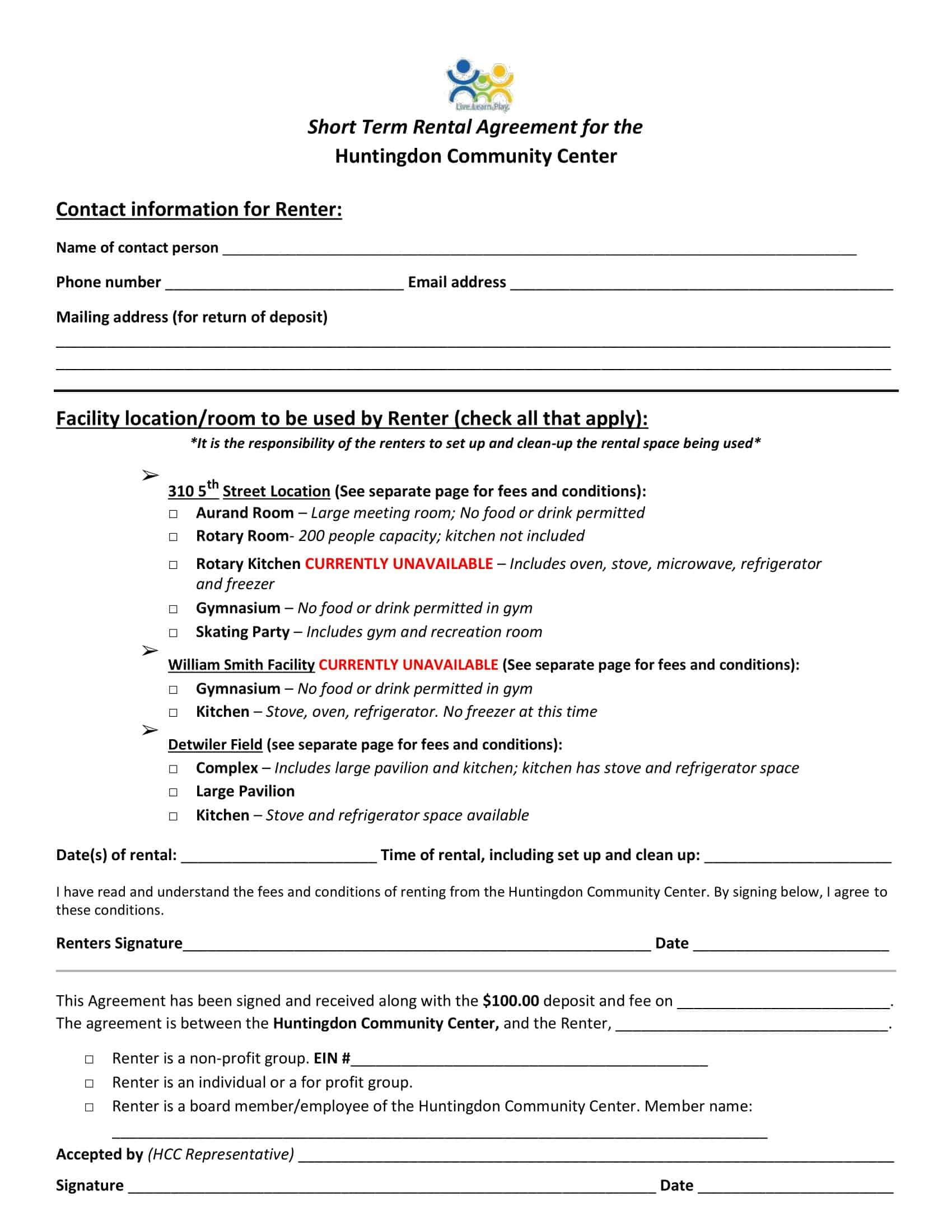 PDF Download One Page Rental Agreement PDF Download One Page Rental Agreement