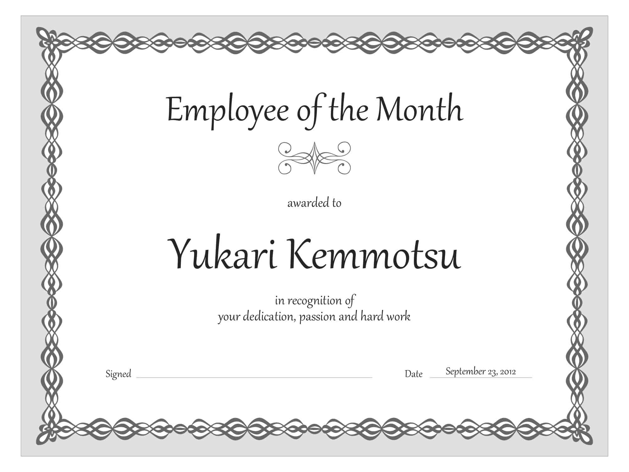 PDF Employee of the Month Certificate Free PDF Employee of the Month Certificate Free