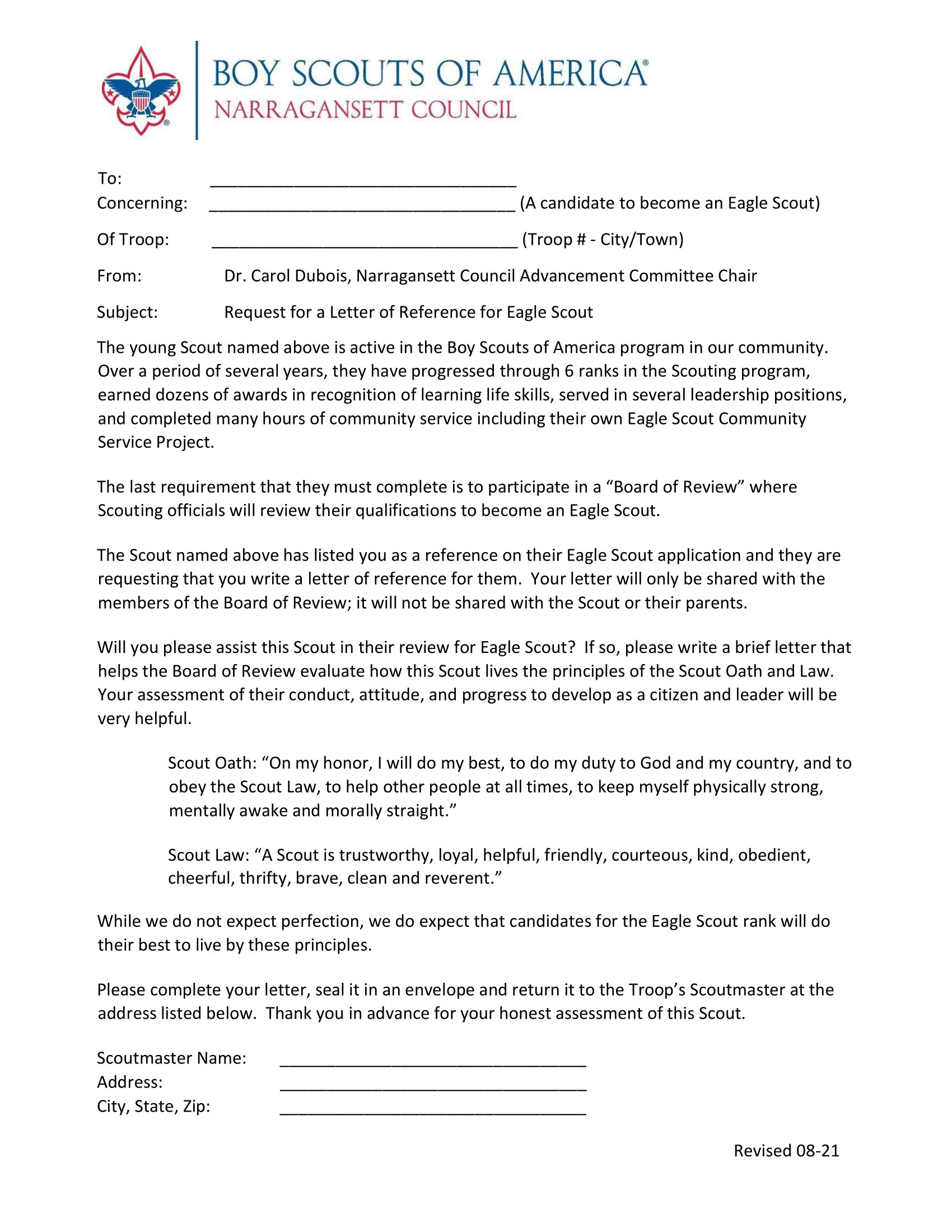 PDF Example Eagle Scout Recommendation Letter PDF Example Eagle Scout Recommendation Letter