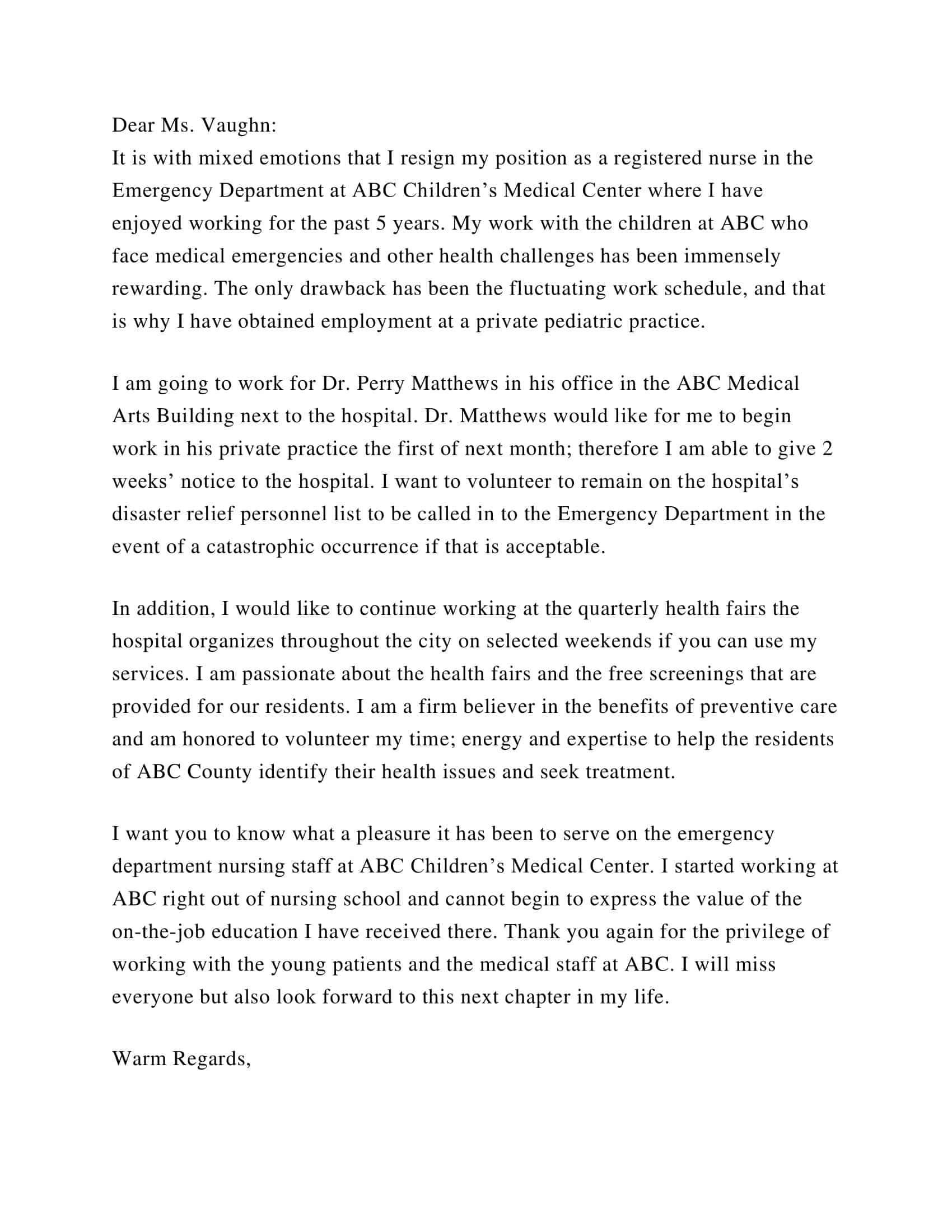 PDF Nurse Resignation Letter Sample PDF Nurse Resignation Letter Sample