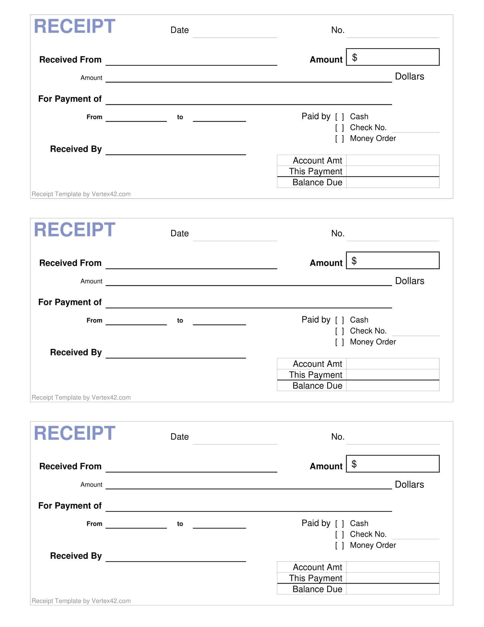 Free Printable Payment Receipt Templates Word Excel PDF Free Printable Payment Receipt Templates Word Excel PDF