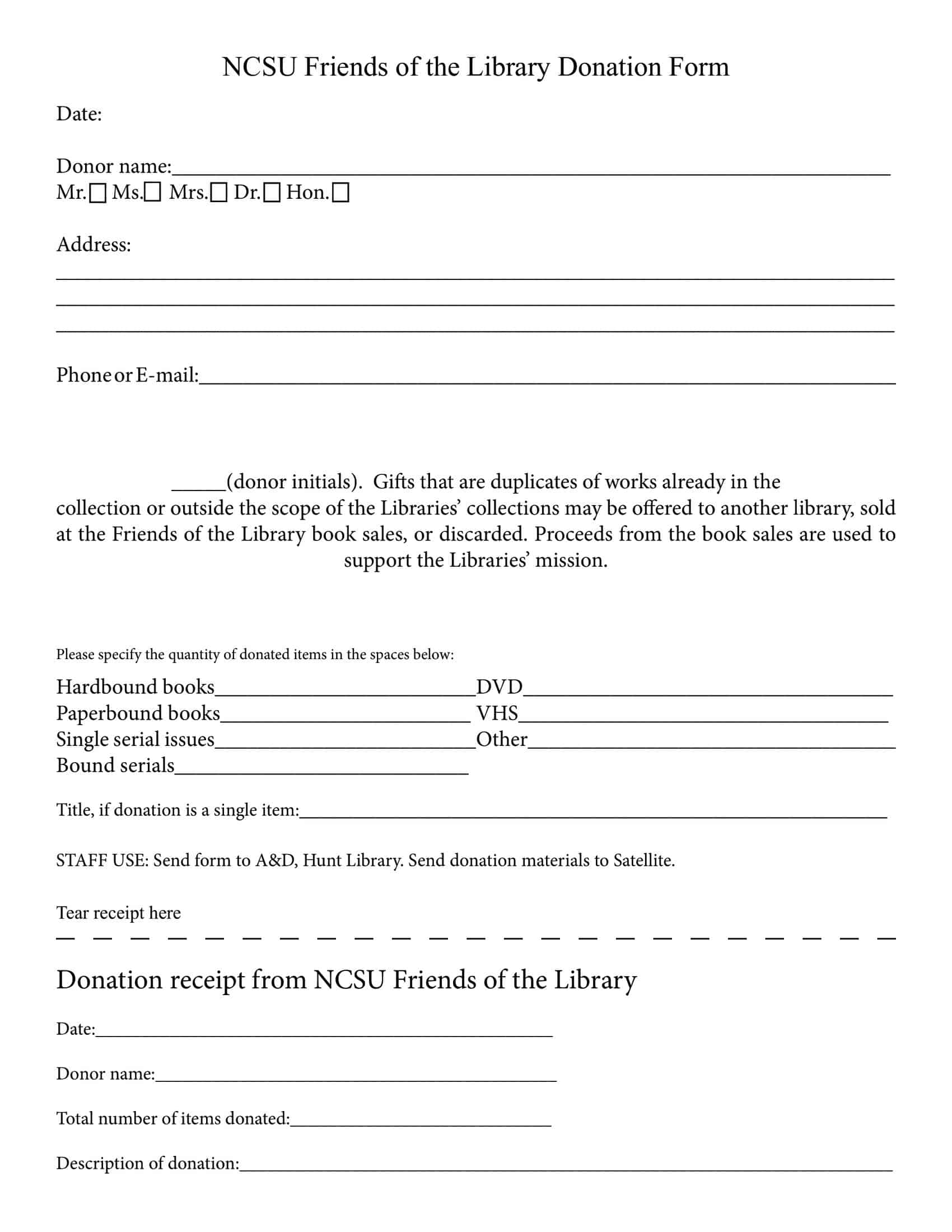 Printable Donation Receipt Template Printable Donation Receipt Template