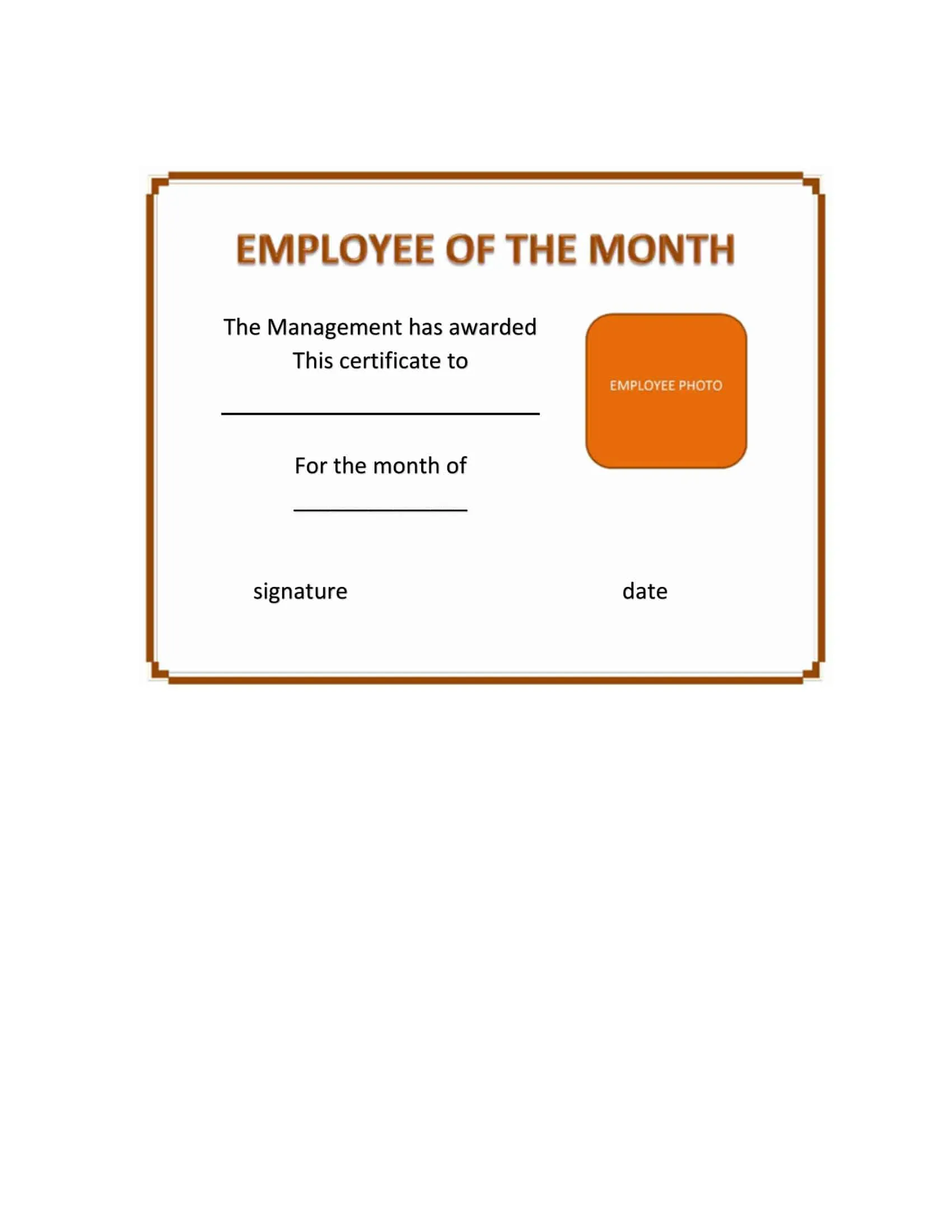 Printable Employee of the Month Certificate Printable Employee of the Month Certificate