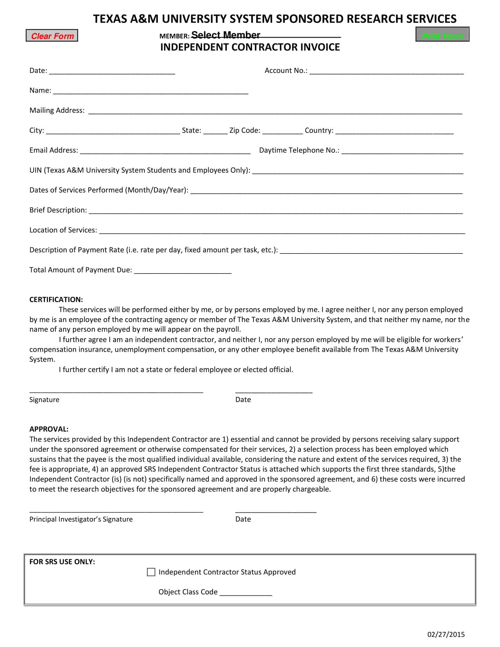 Printable Example Contractor Invoice Printable Example Contractor Invoice