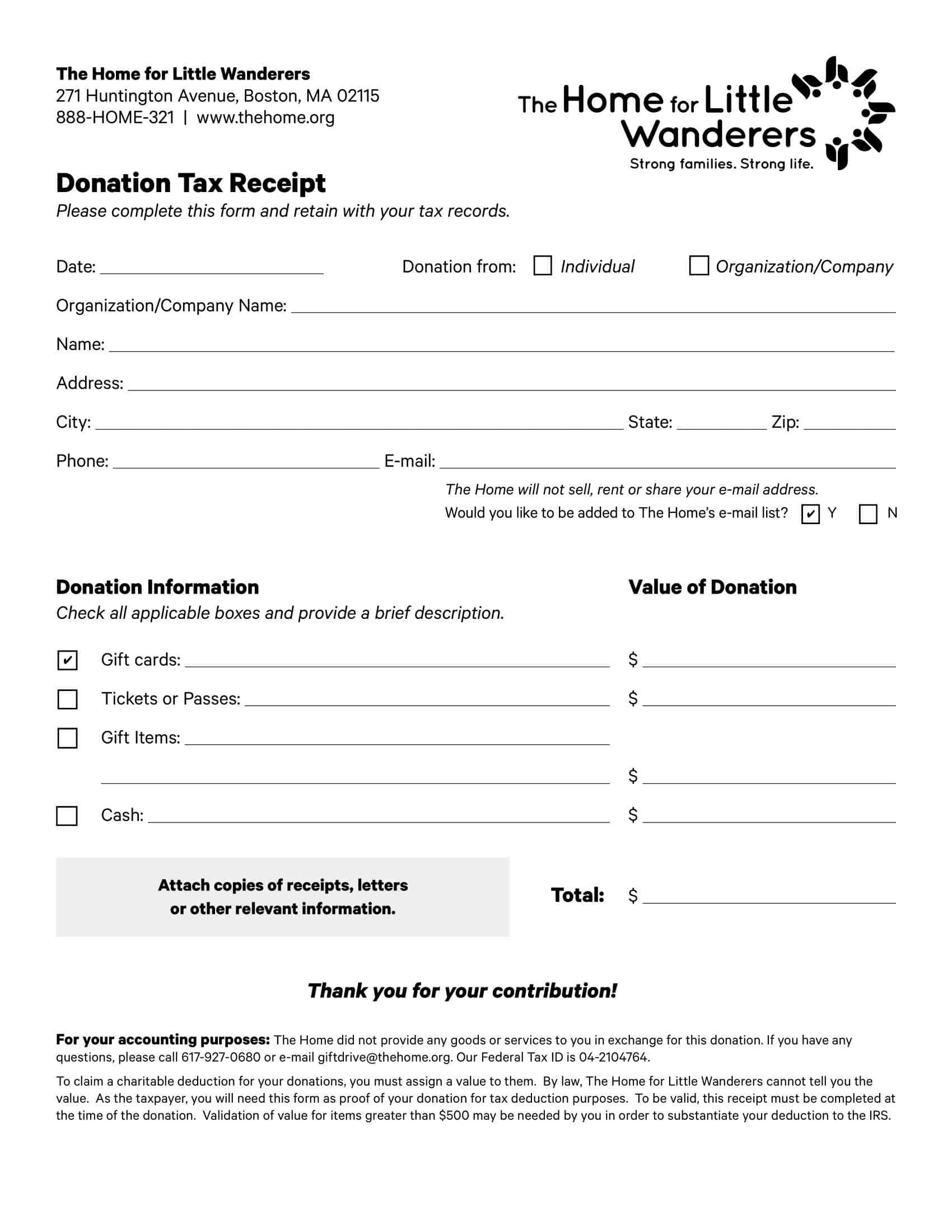 Printable Free Donation Receipt Printable Free Donation Receipt