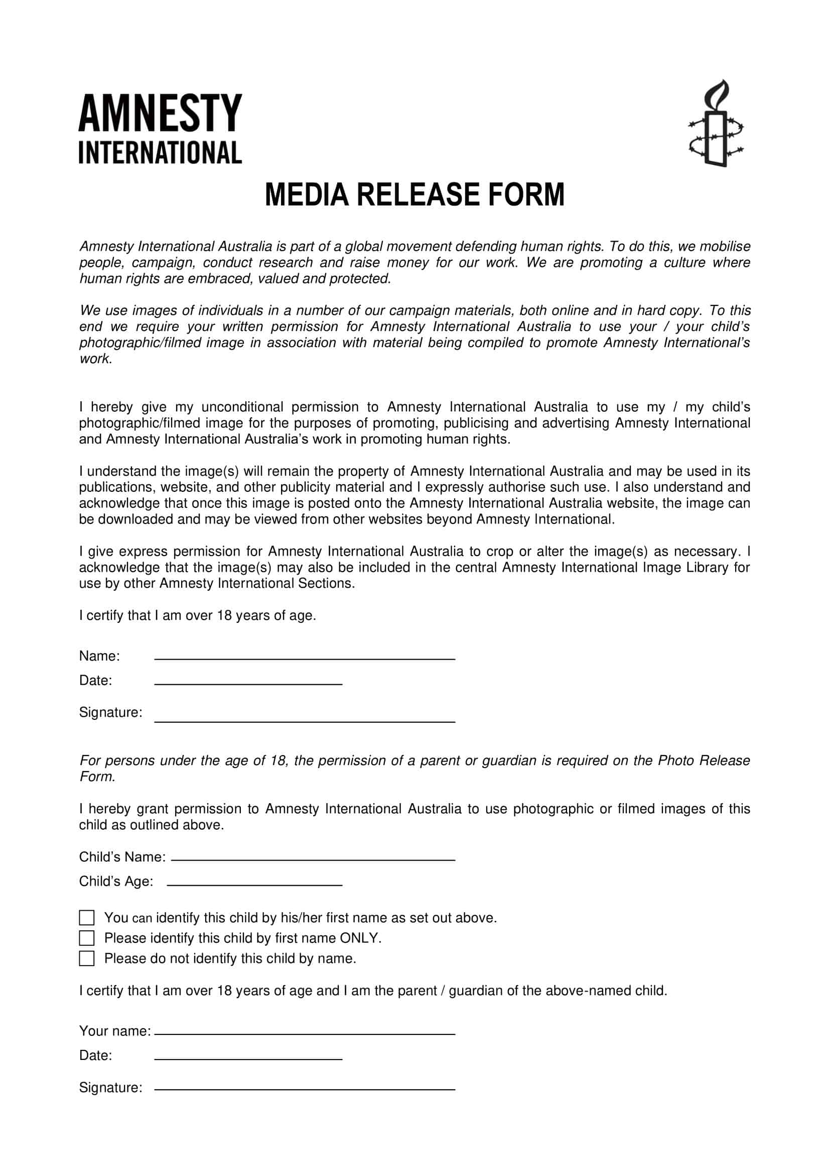Free Printable Media Release Form Templates PDF Word Free Printable Media Release Form Templates PDF Word