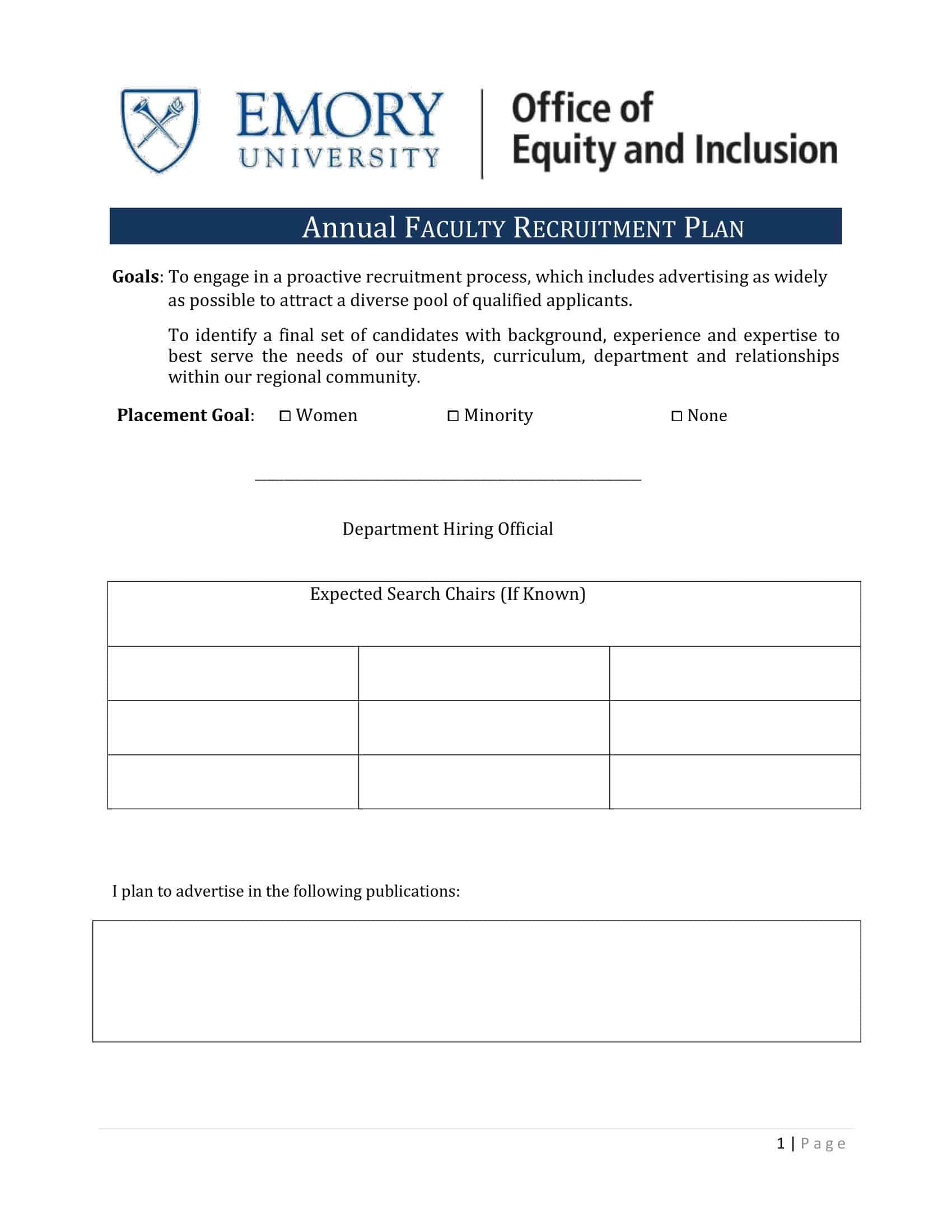 Printable Recruitment Plan Word Printable Recruitment Plan Word