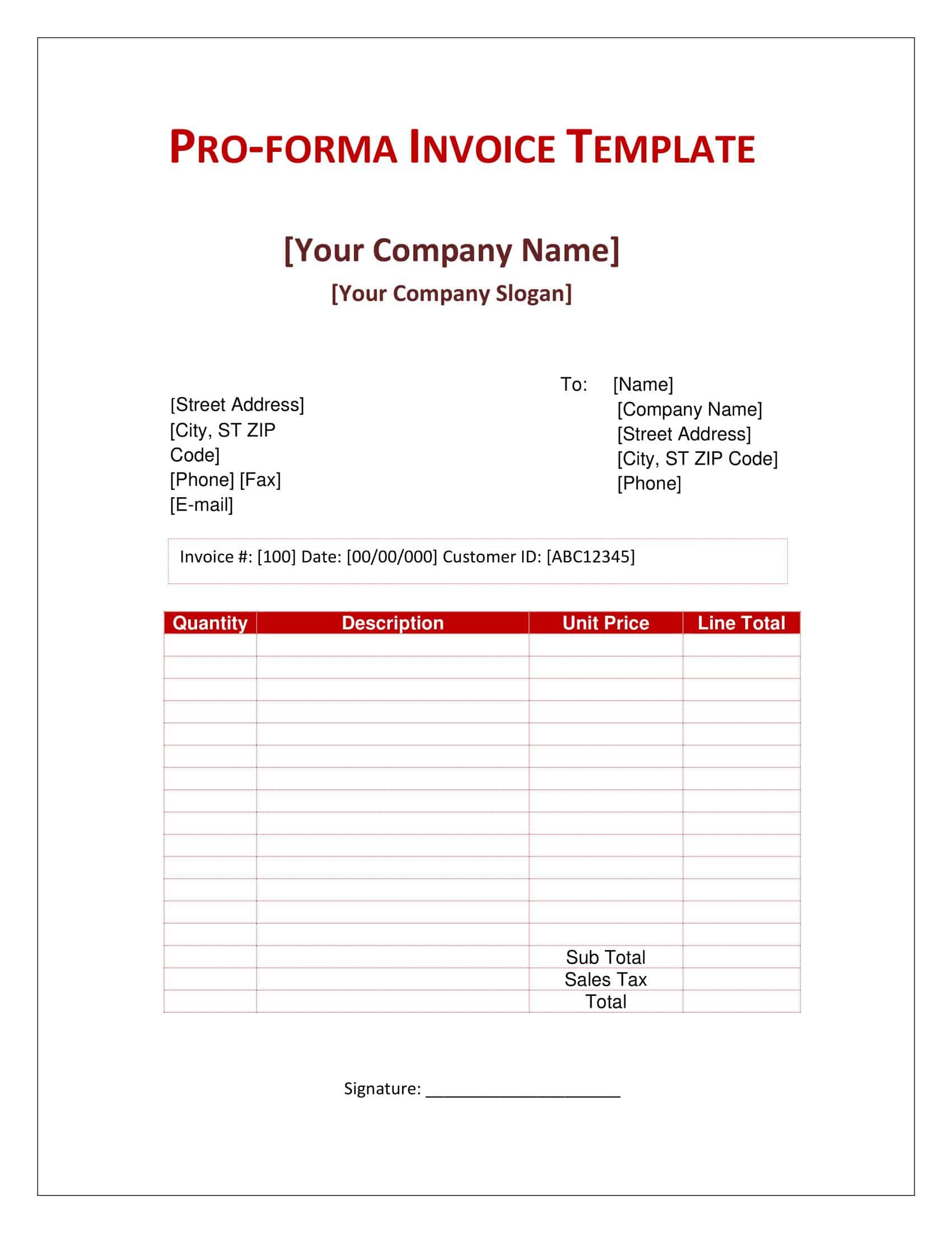Proforma Invoice Excel Template Proforma Invoice Excel Template