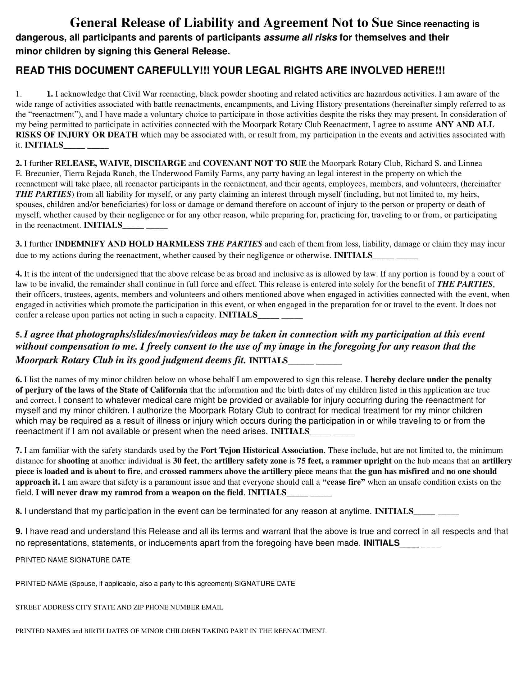 Real-life Example General Release of Liability Form Real-life Example General Release of Liability Form