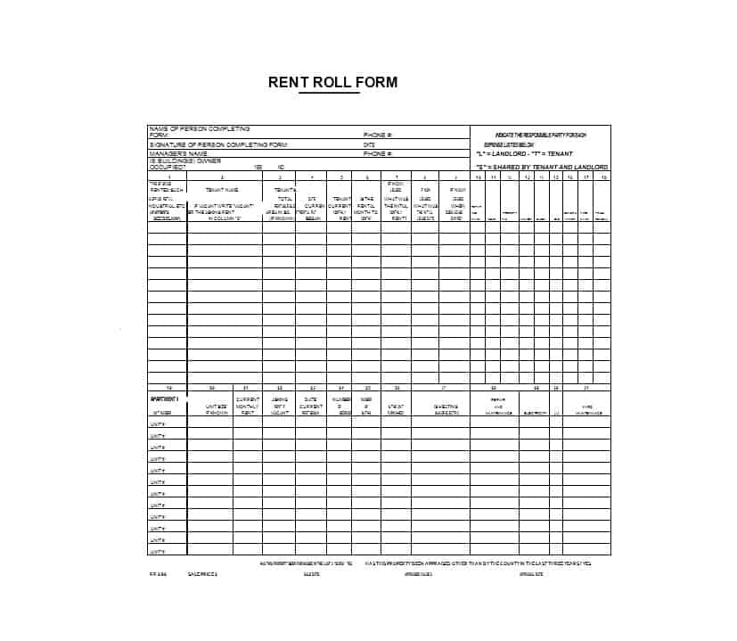 Rent Roll Form Word Sample Rent Roll Form Word Sample