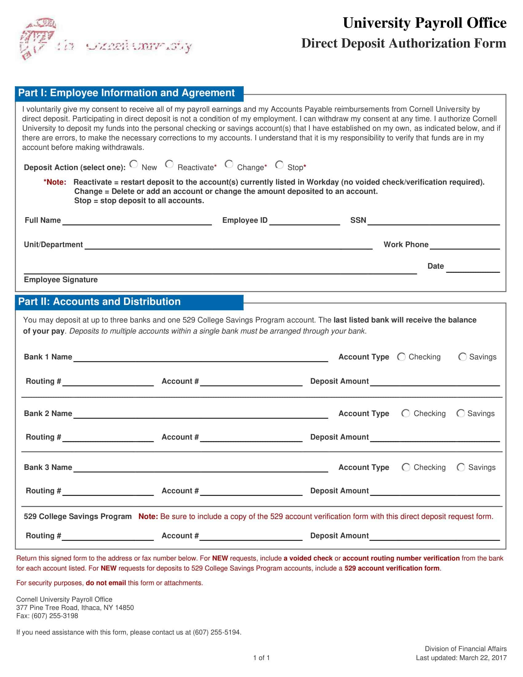 Sample Bank Direct Deposit Authorization Form Sample Bank Direct Deposit Authorization Form