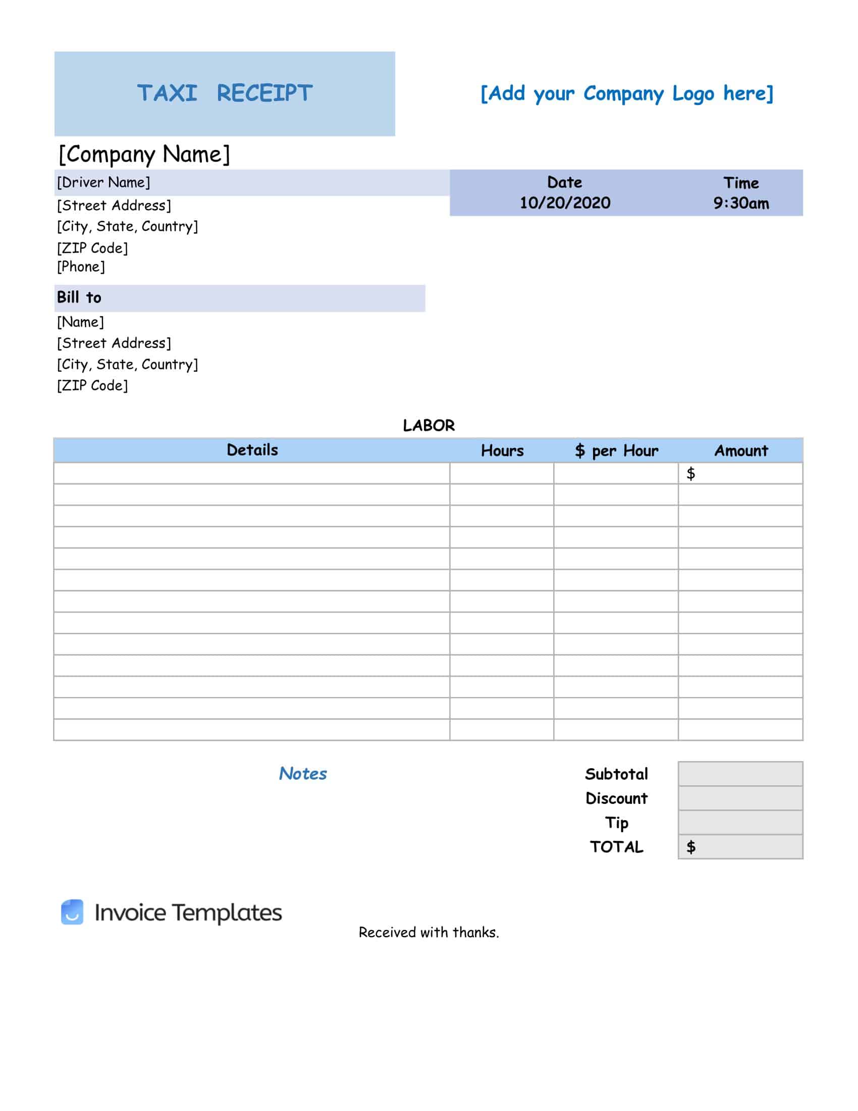 Taxi Receipt Template Word Taxi Receipt Template Word
