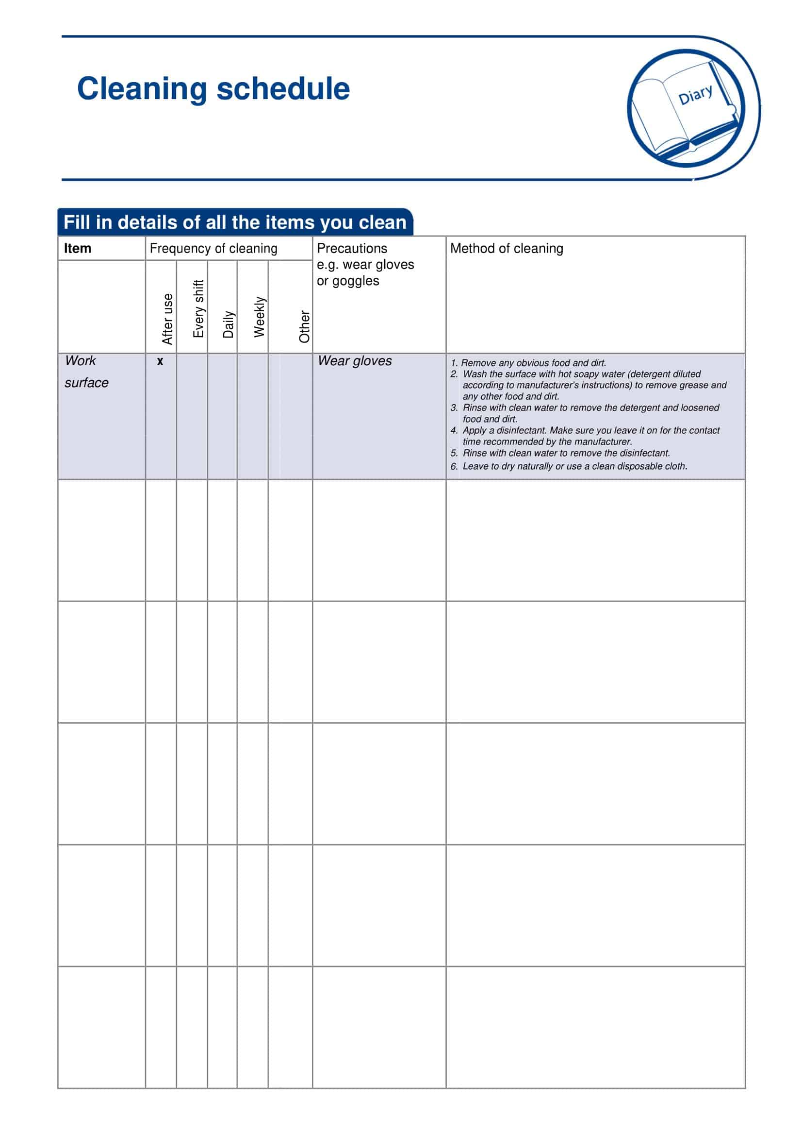 Free Printable Cleaning Schedule Templates [PDF, Excel, Word]