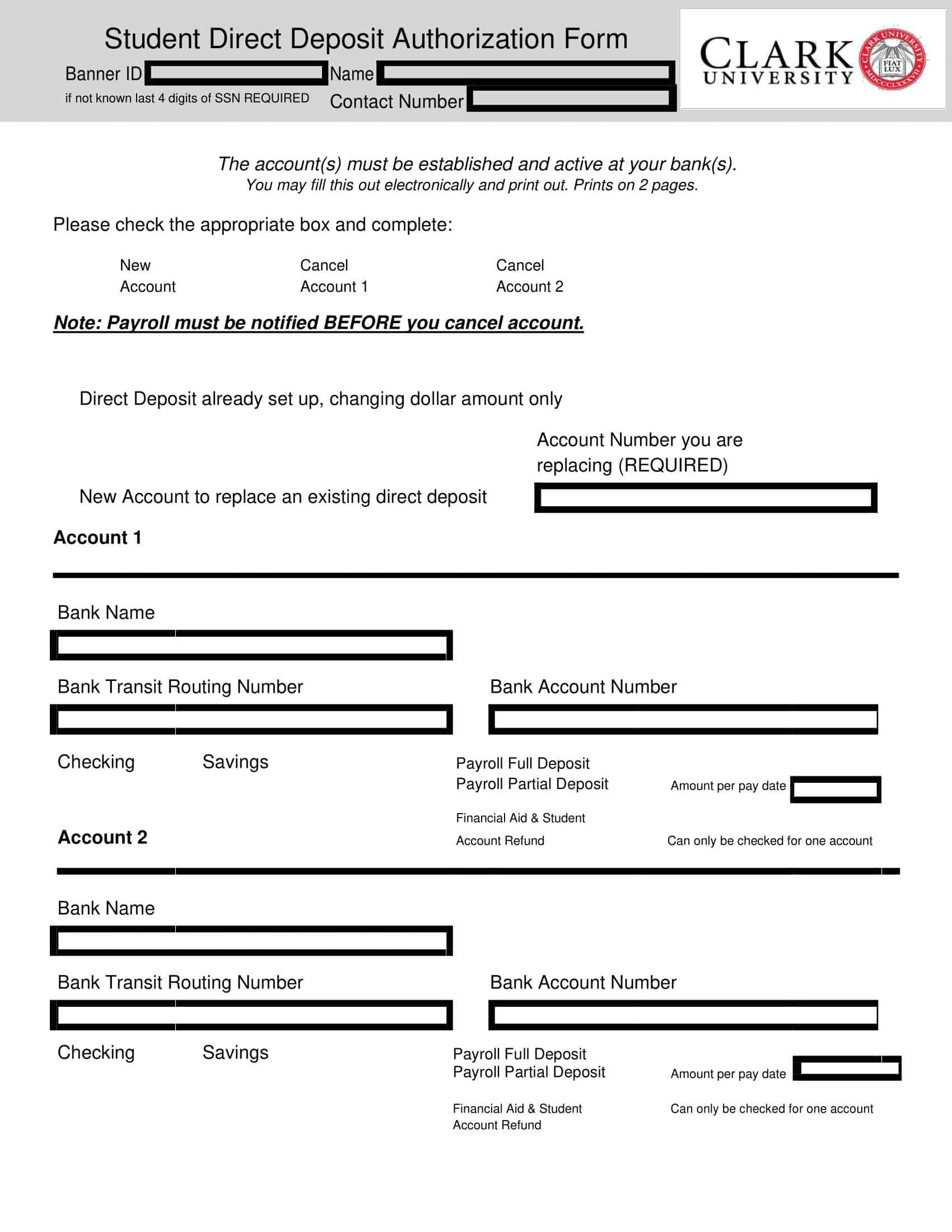 Template for Bank Direct Deposit Authorization Form Template for Bank Direct Deposit Authorization Form