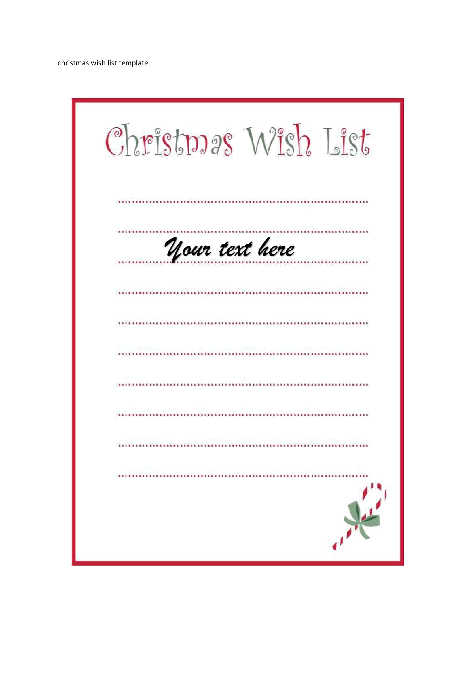 Word Christmas Wish List Word Christmas Wish List