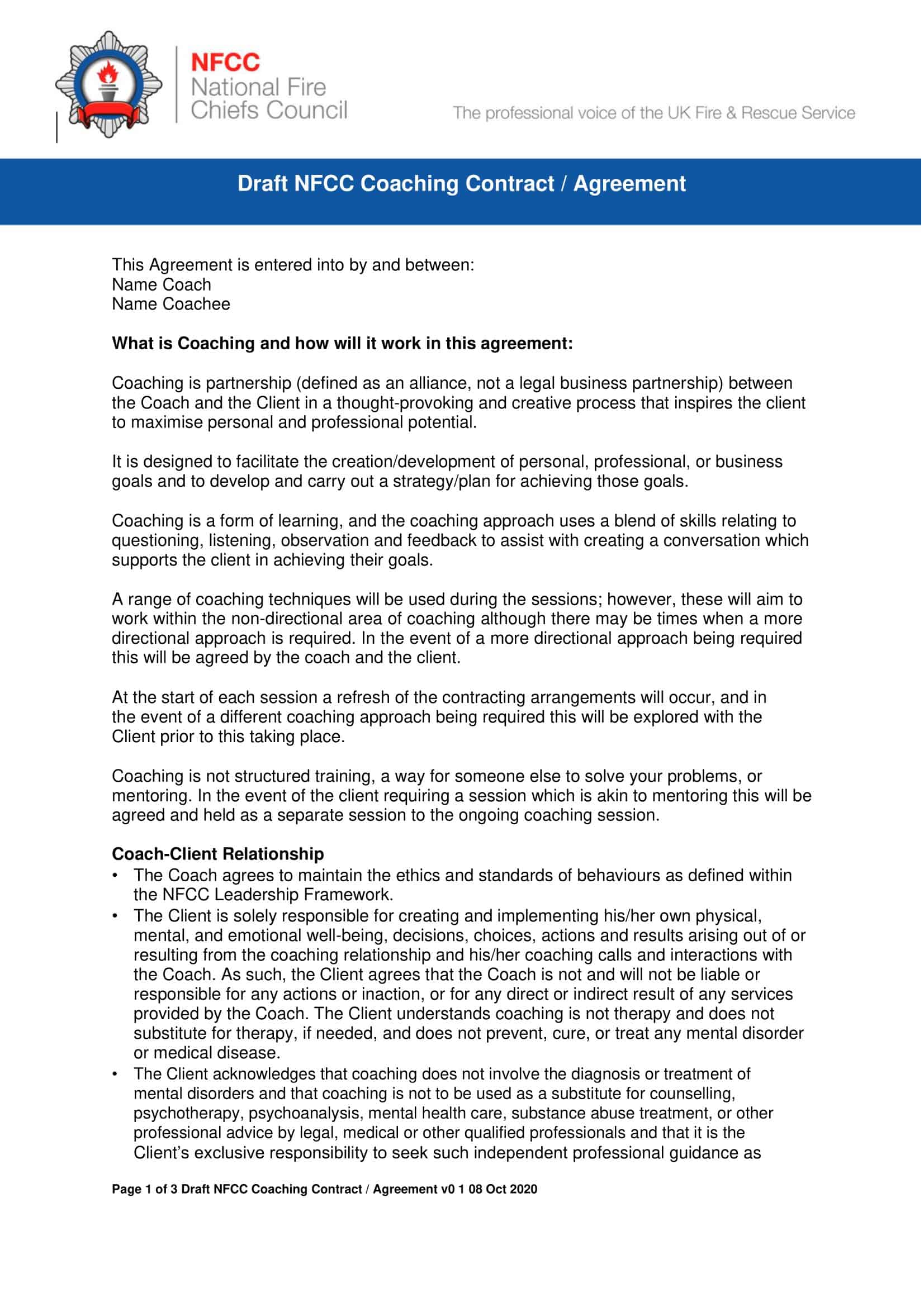 Word Coaching Contract Sample Word Coaching Contract Sample