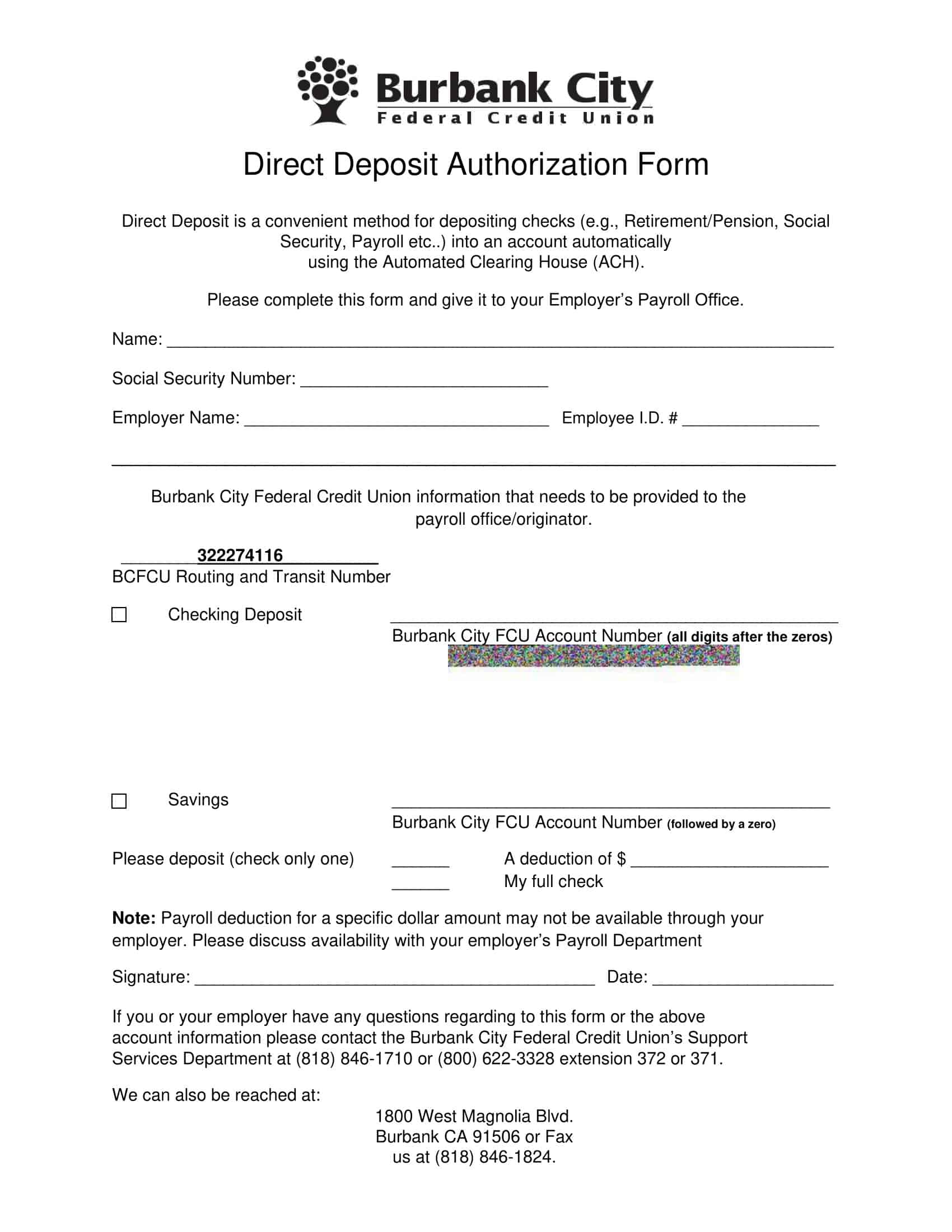 Word Direct Deposit Authorization Form Blank Word Direct Deposit Authorization Form Blank