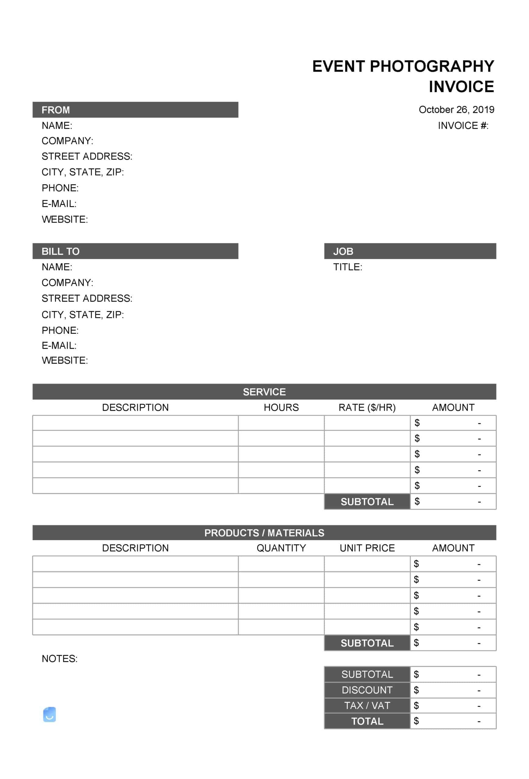 Word Document Photography Invoice Word Document Photography Invoice
