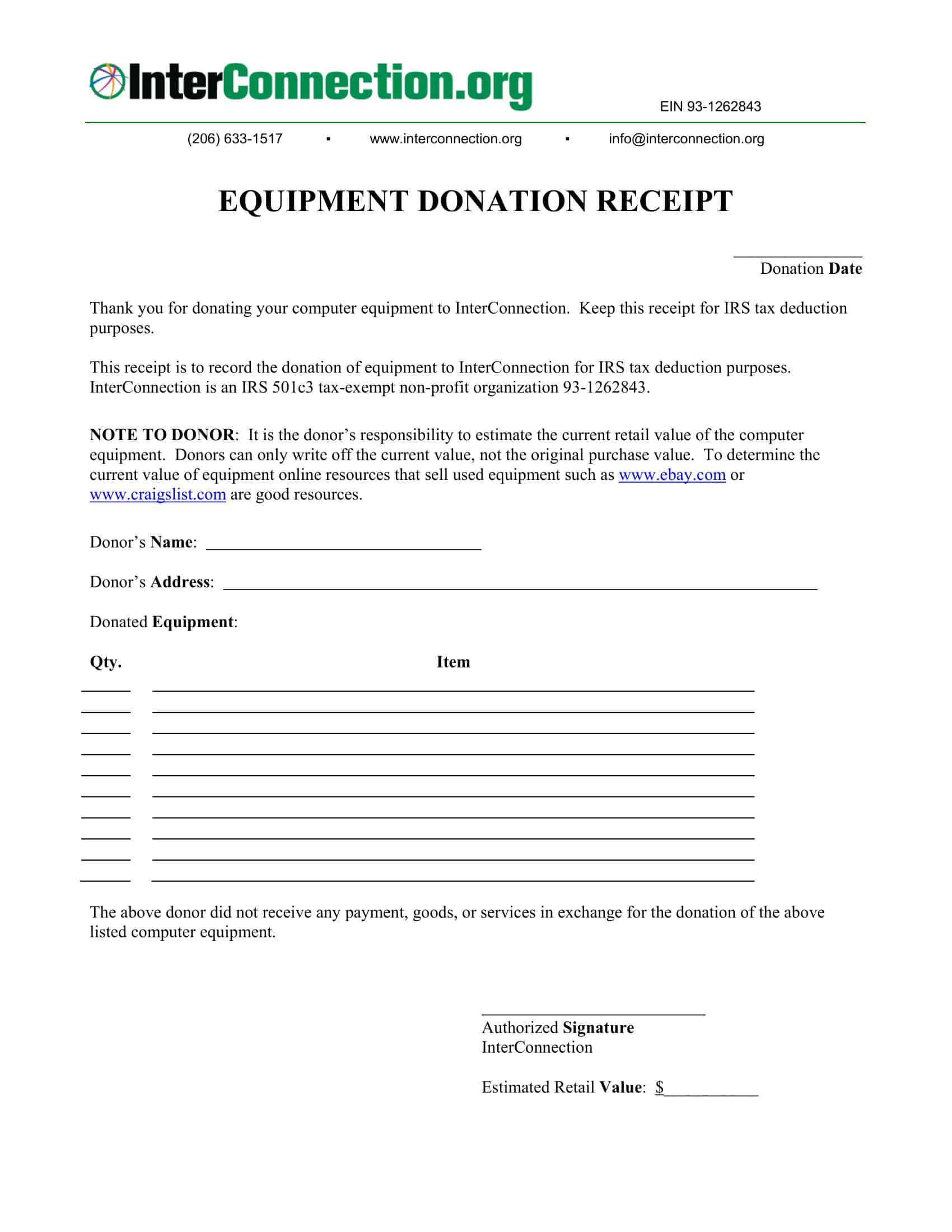 Word Donation Receipt Template Word Donation Receipt Template