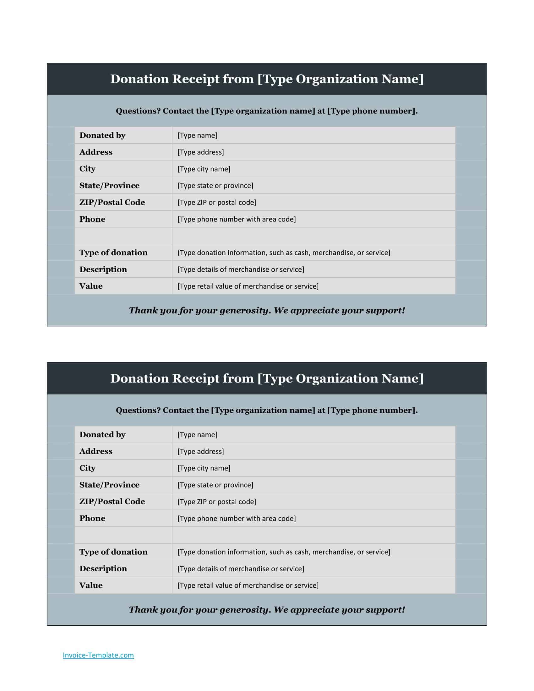Word Donation Receipt Word Donation Receipt