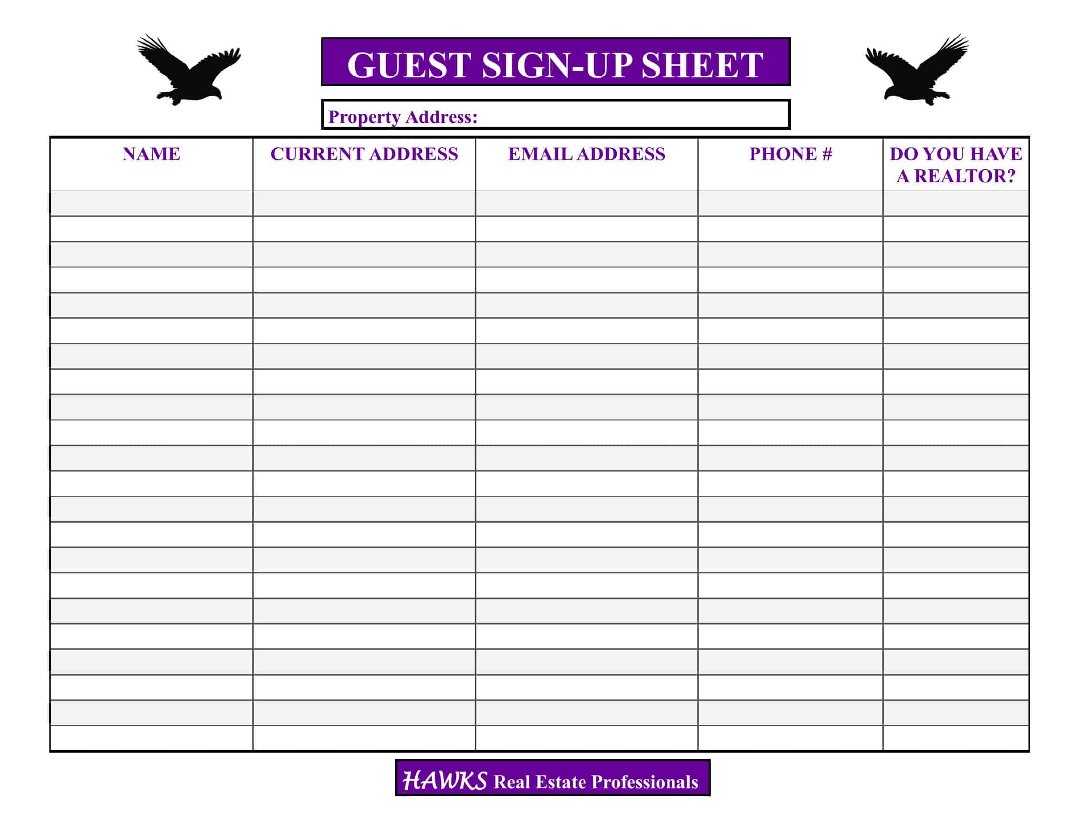Free Printable Open House Sign In Sheet Templates [Word, PDF]