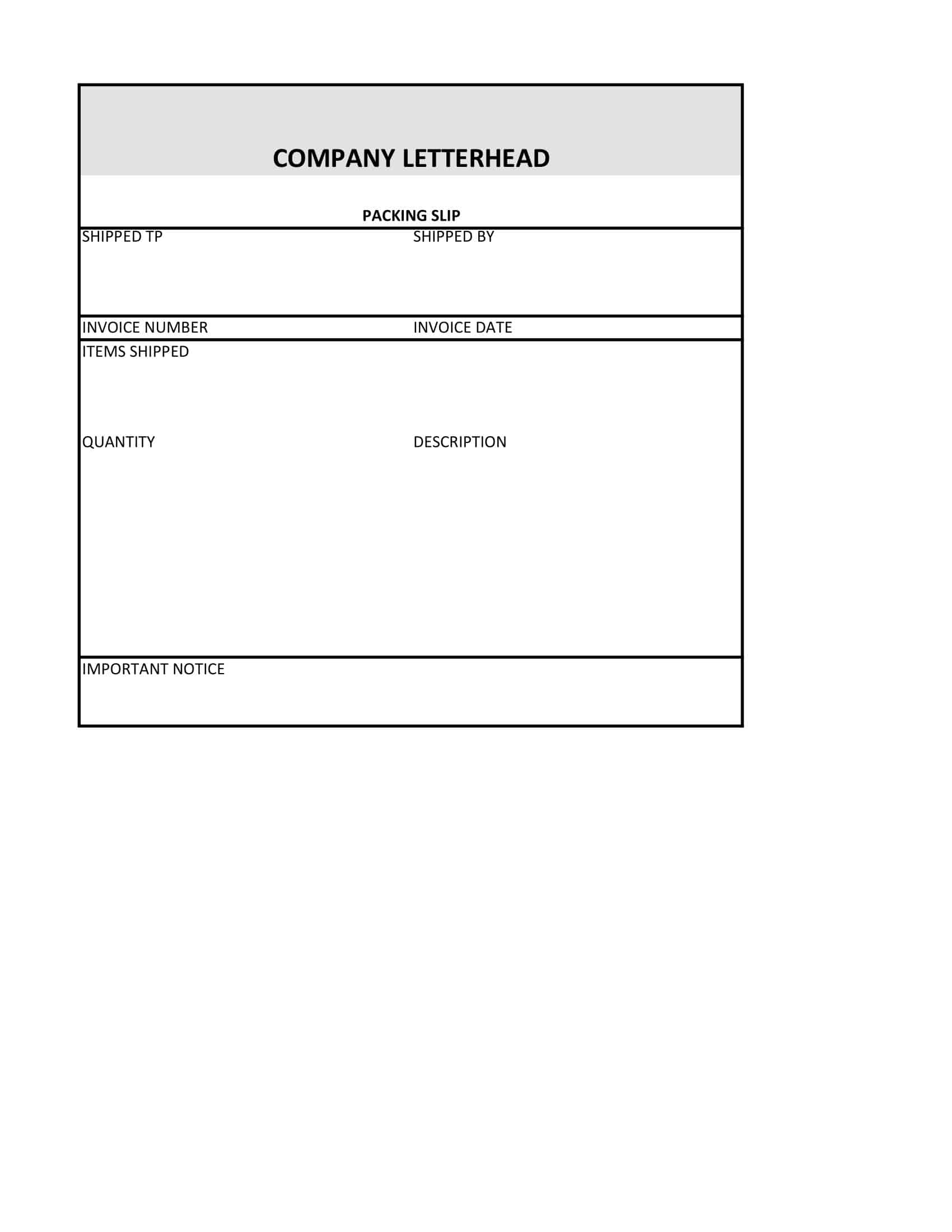 Word Printable Packing Slip Word Printable Packing Slip