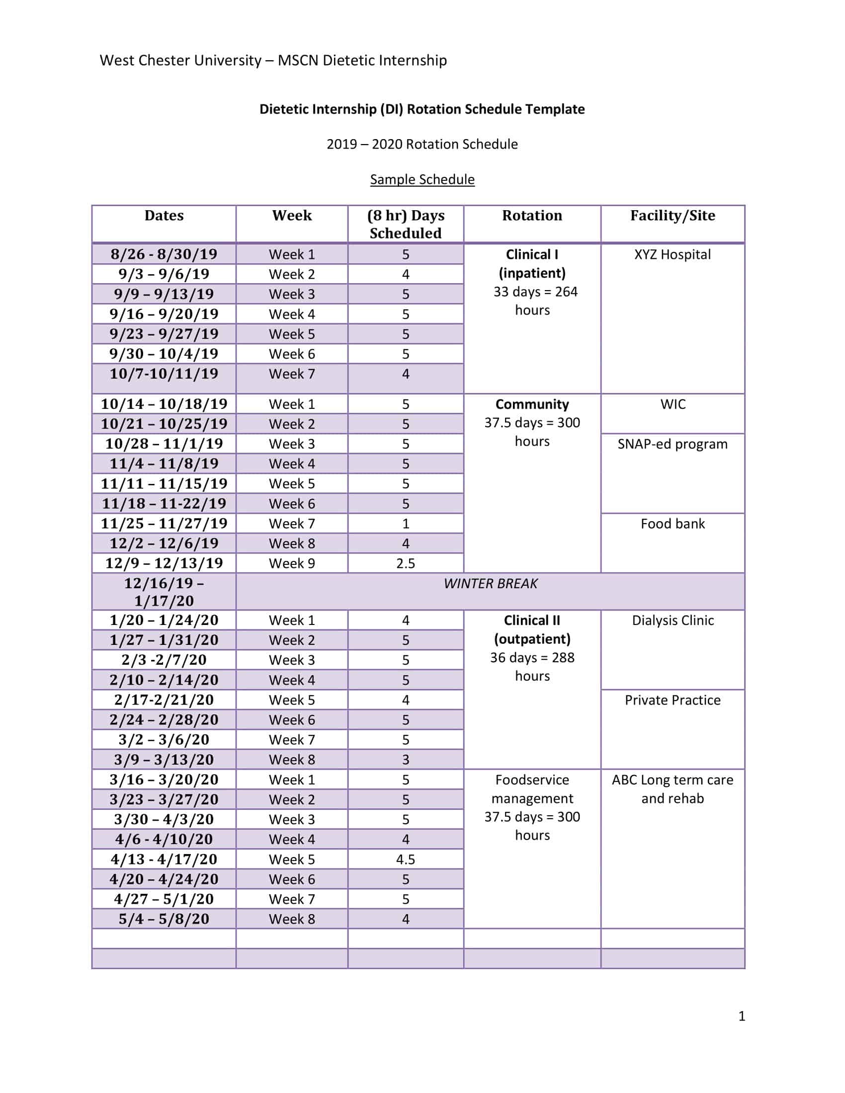 Word Sample Rotating Schedule Word Sample Rotating Schedule