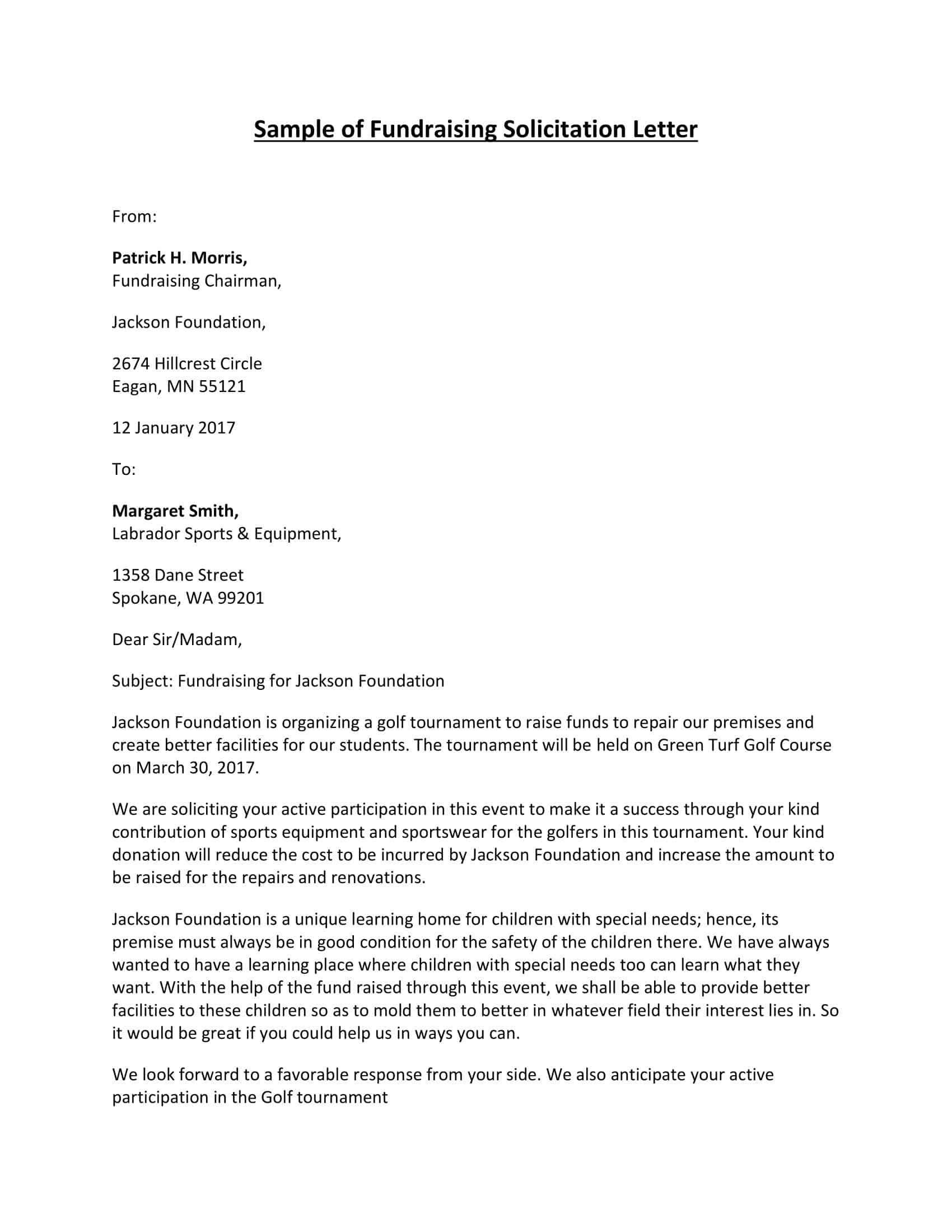 Free printable solicitation letter templates word pdf sample