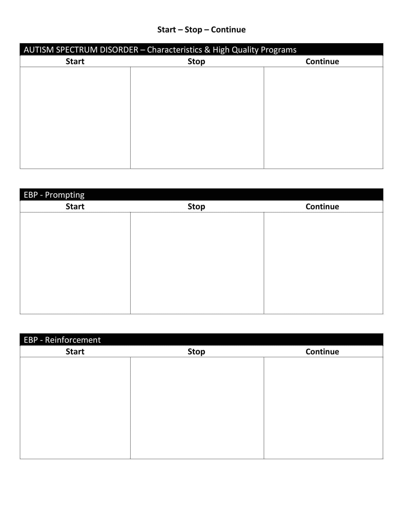 Word Start Stop Continue Sample Word Start Stop Continue Sample