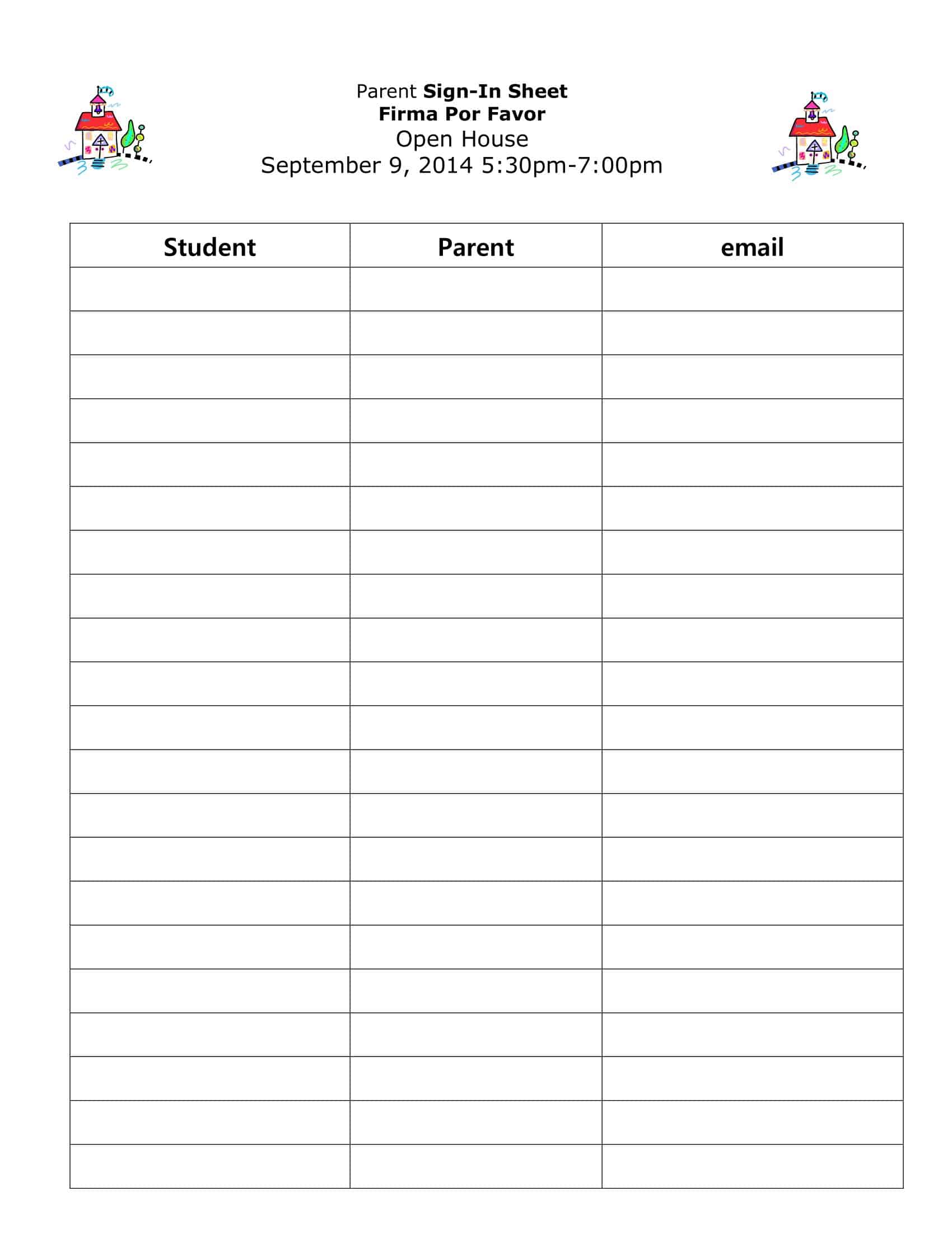 Word Template for Open House Sign in Sheet Word Template for Open House Sign in Sheet