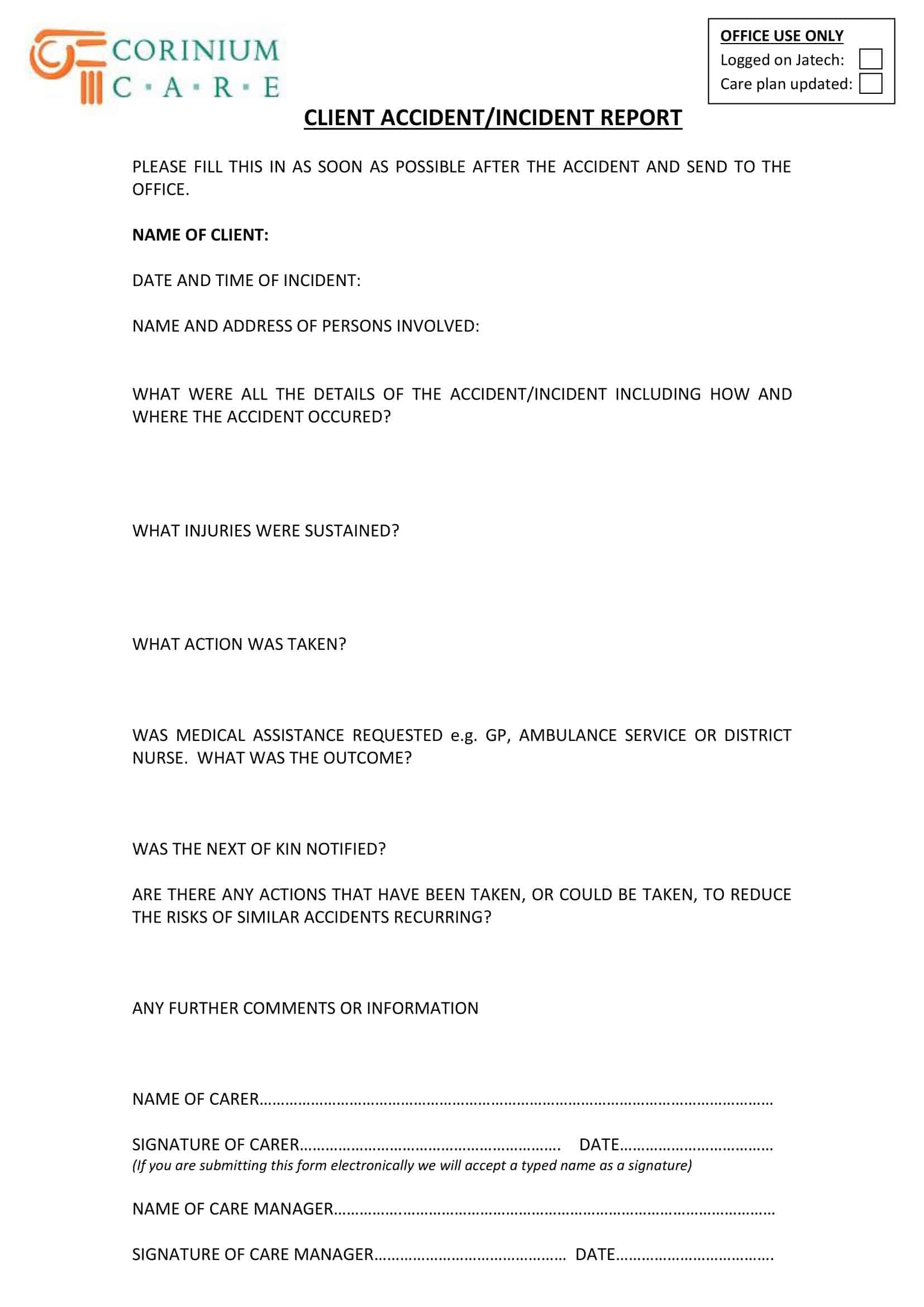 Word-based Accident Report Form Word-based Accident Report Form