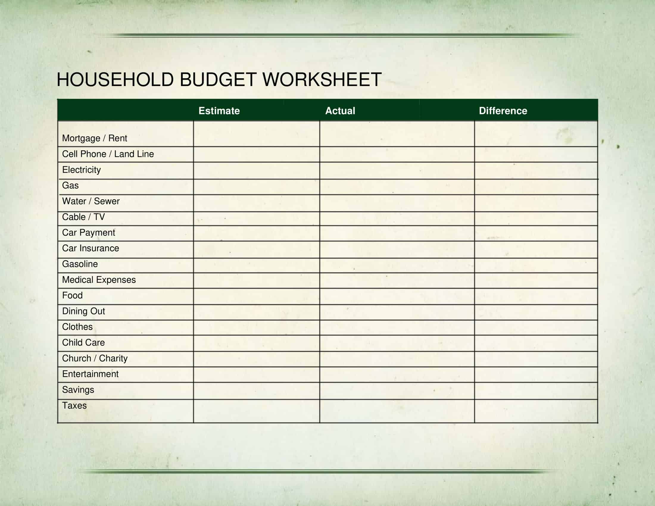 Free Printable Household Budget Templates PDF Word Excel Free Printable Household Budget Templates PDF Word Excel