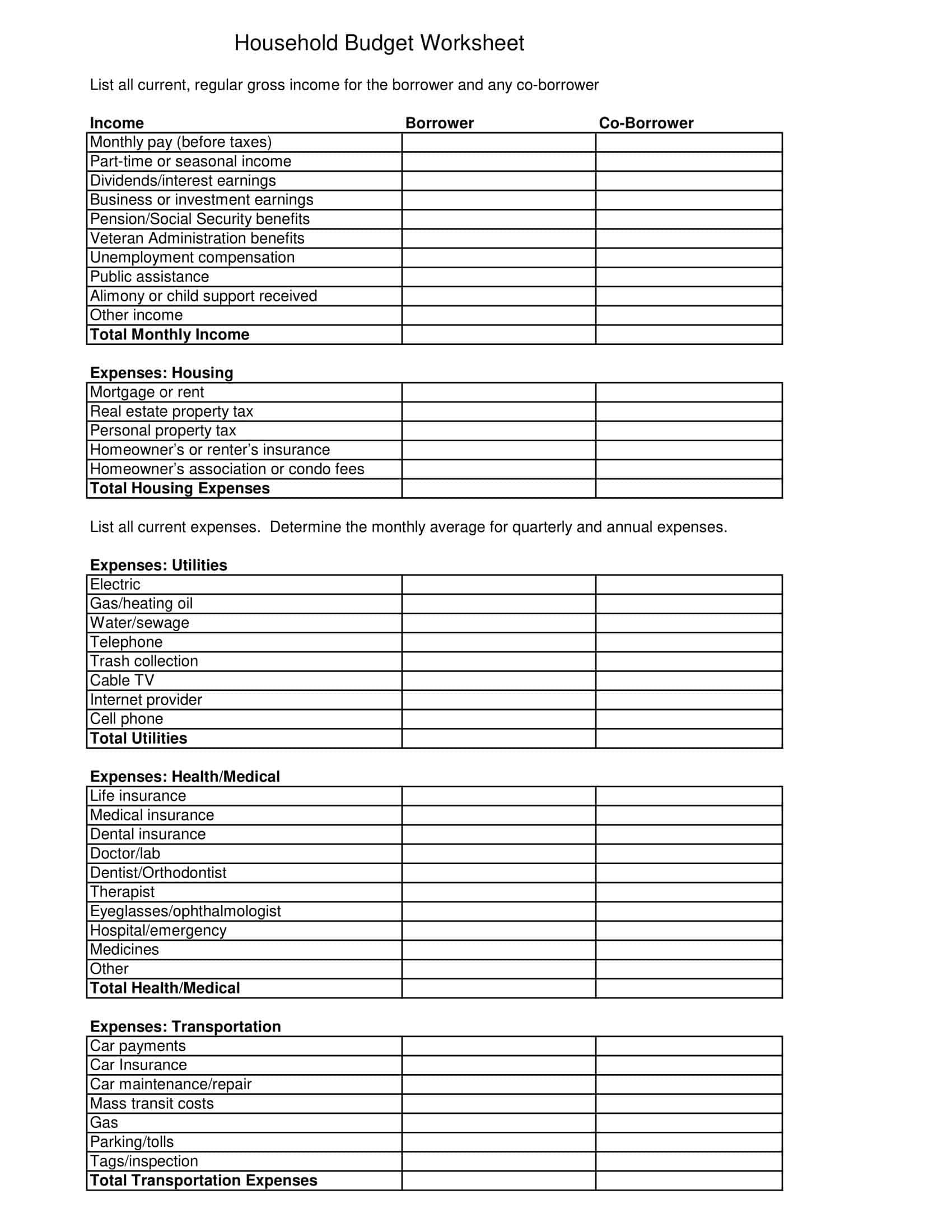 Worksheet Simple Household Budget Worksheet Simple Household Budget