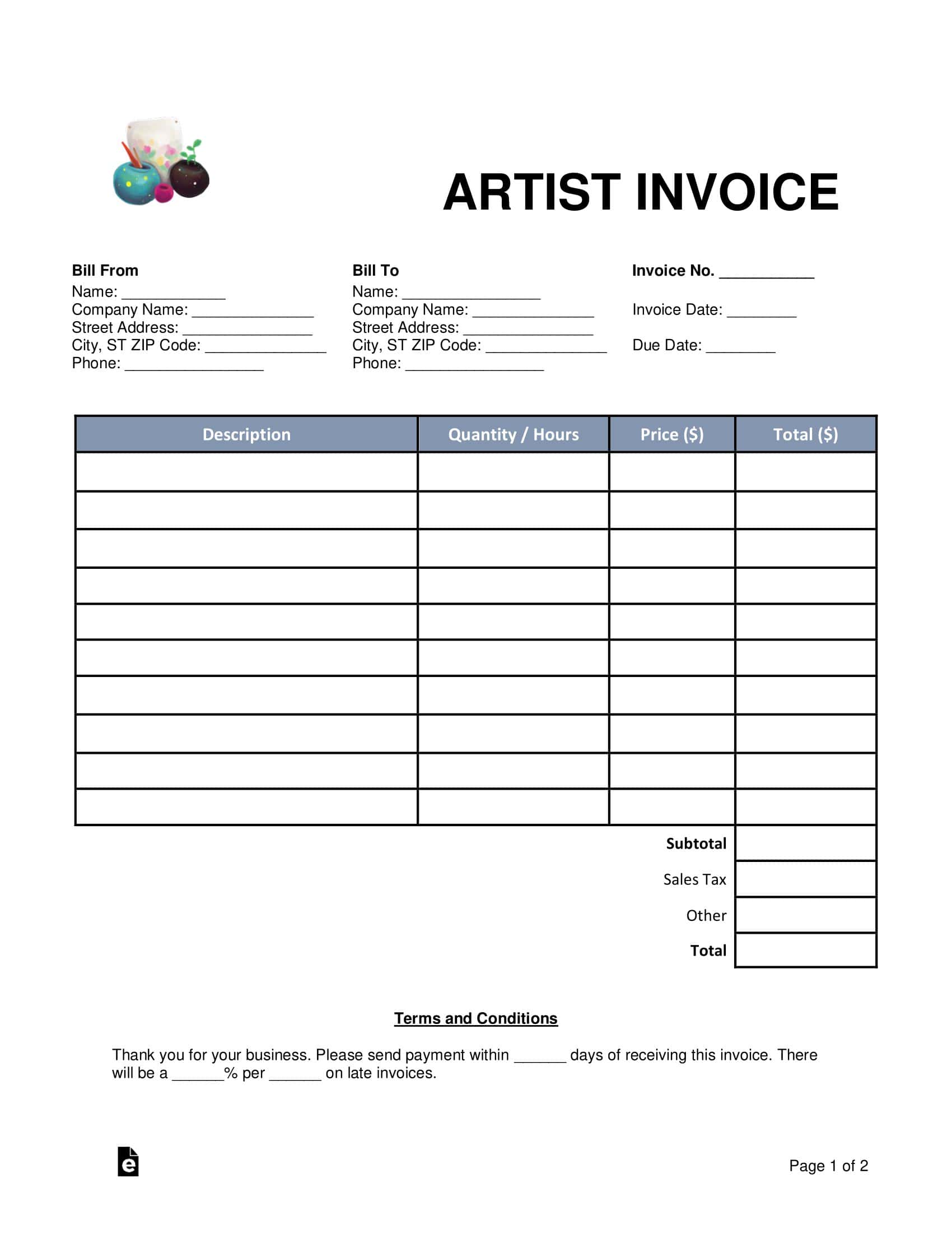 Artist Invoice Download Free Artist Invoice Download Free