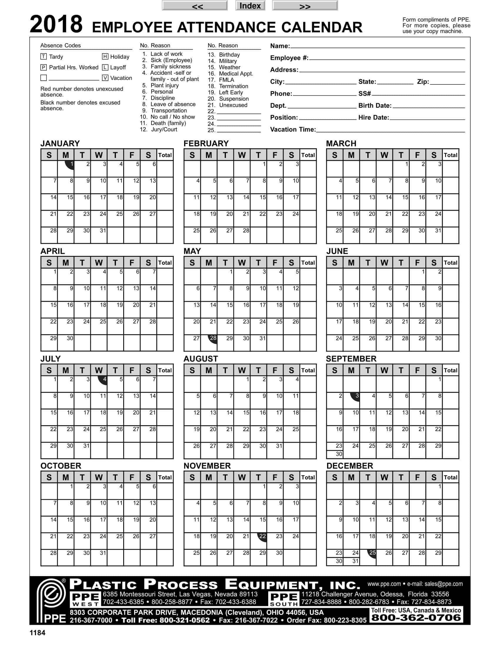 Blank Attendance Tracker Blank Attendance Tracker