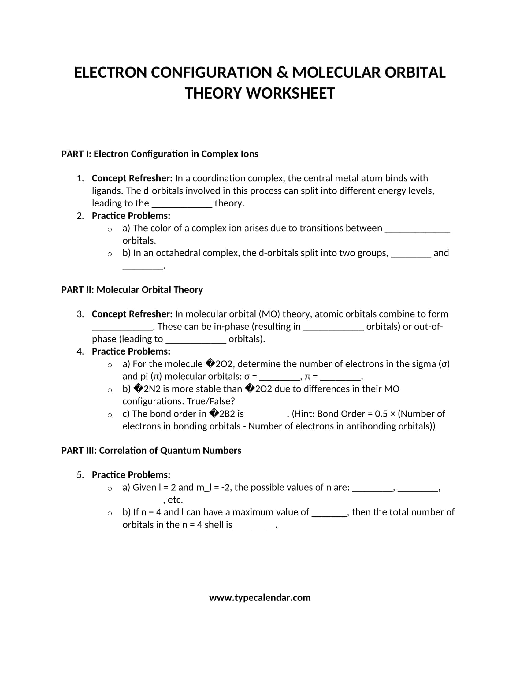 Free Printable Electron Configuration Worksheet [Practice &amp; Problems] +PDF