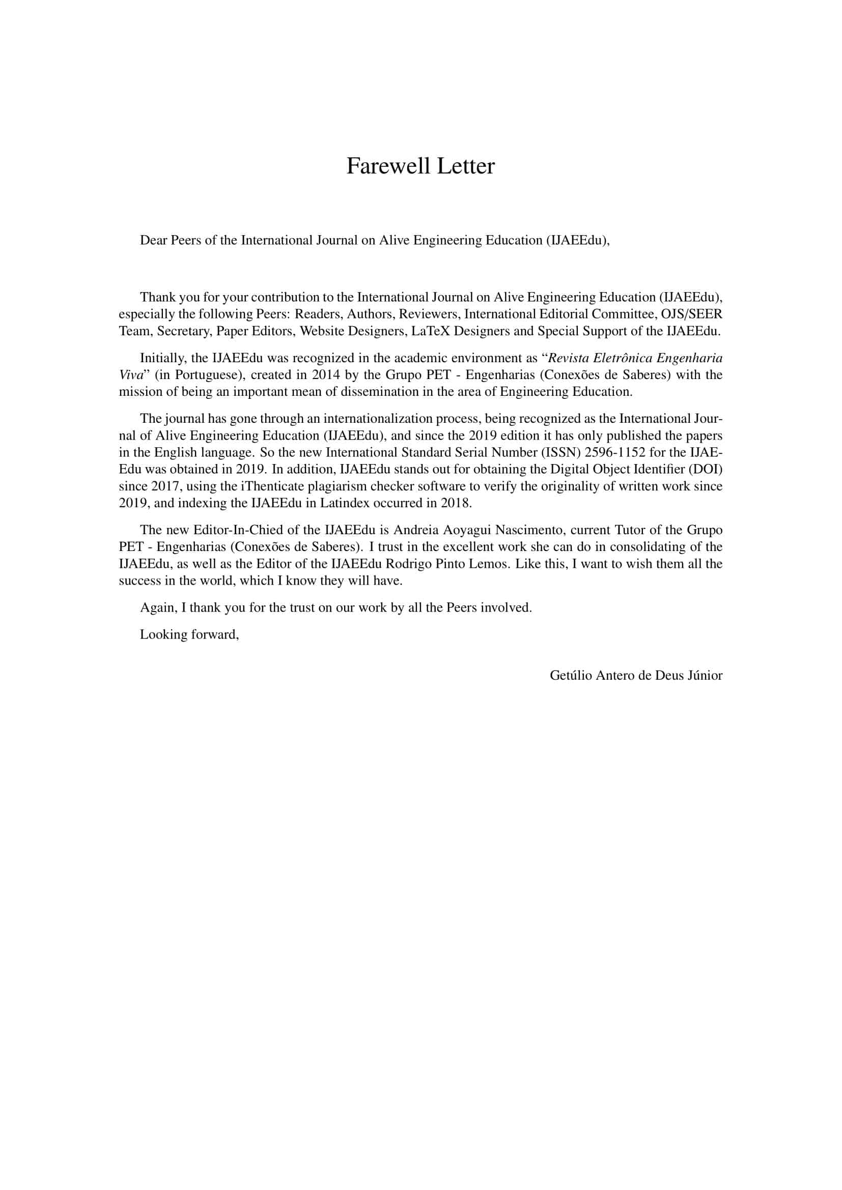 Blank Farewell Letter Blank Farewell Letter