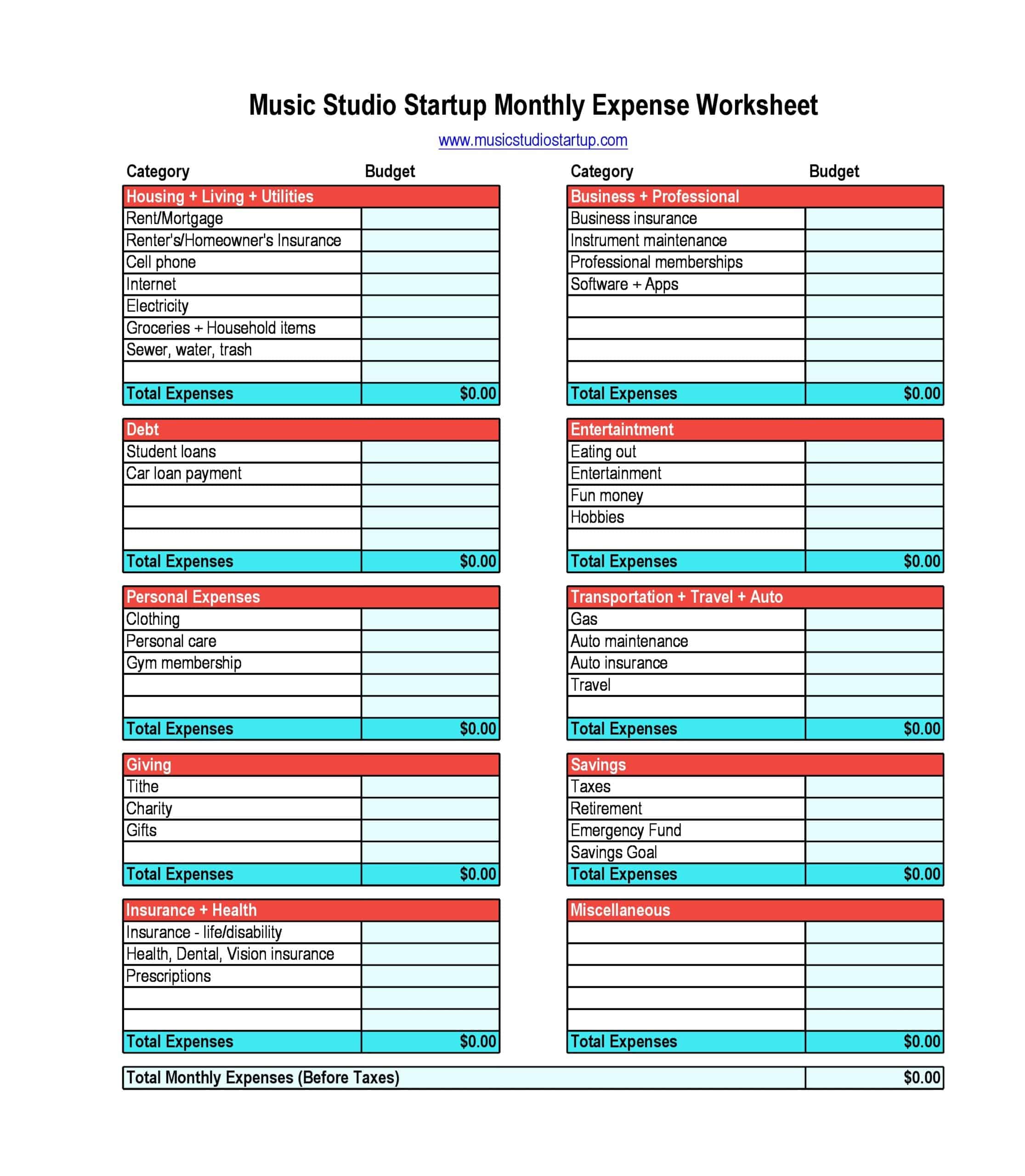Free Printable Monthly Expenses Templates Excel PDF Word Free Printable Monthly Expenses Templates Excel PDF Word