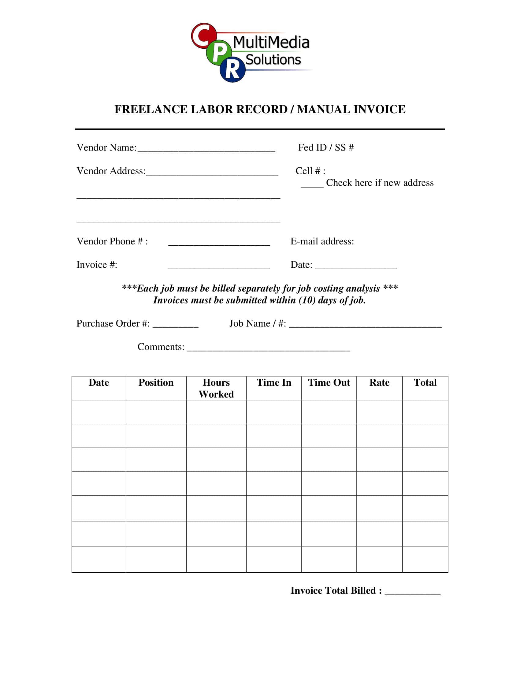 Blank Freelance Invoice Word Blank Freelance Invoice Word