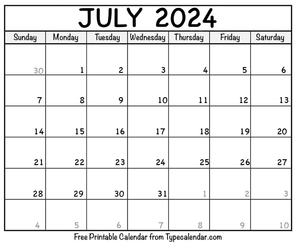 Free Printable July 2024 Calendars - Download