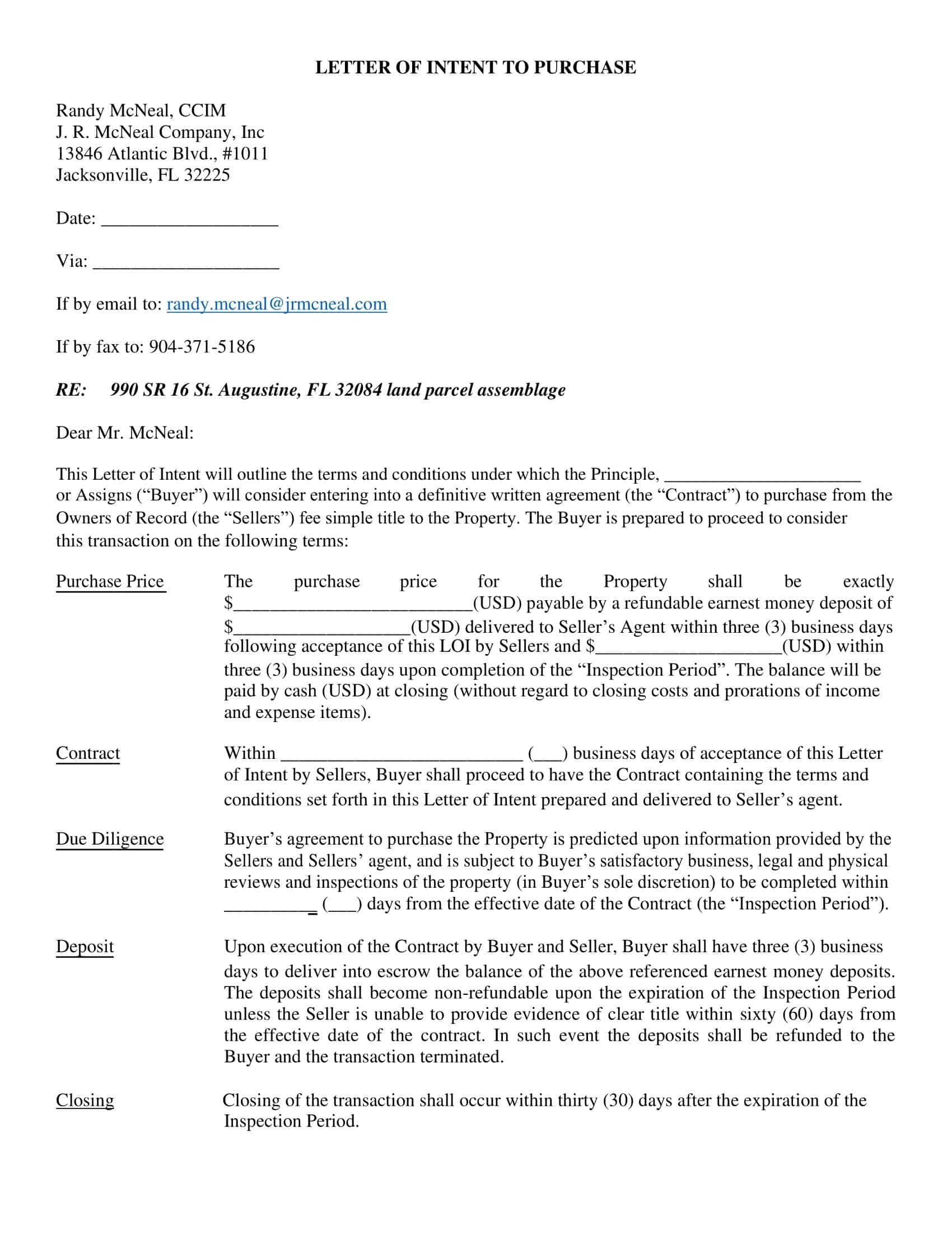 Blank PDF Letter of Intent to Purchase Blank PDF Letter of Intent to Purchase