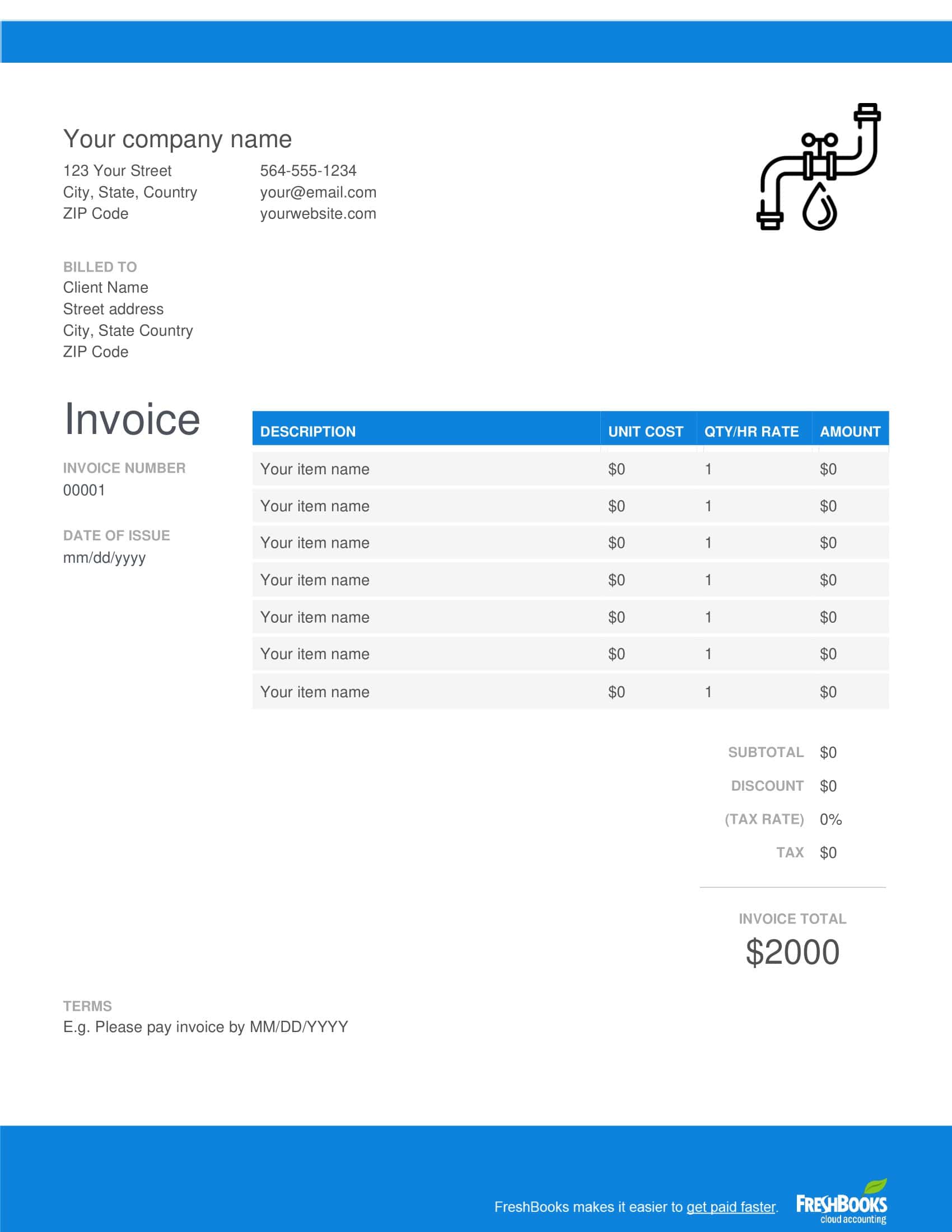 Blank Plumbing Invoice Word Blank Plumbing Invoice Word