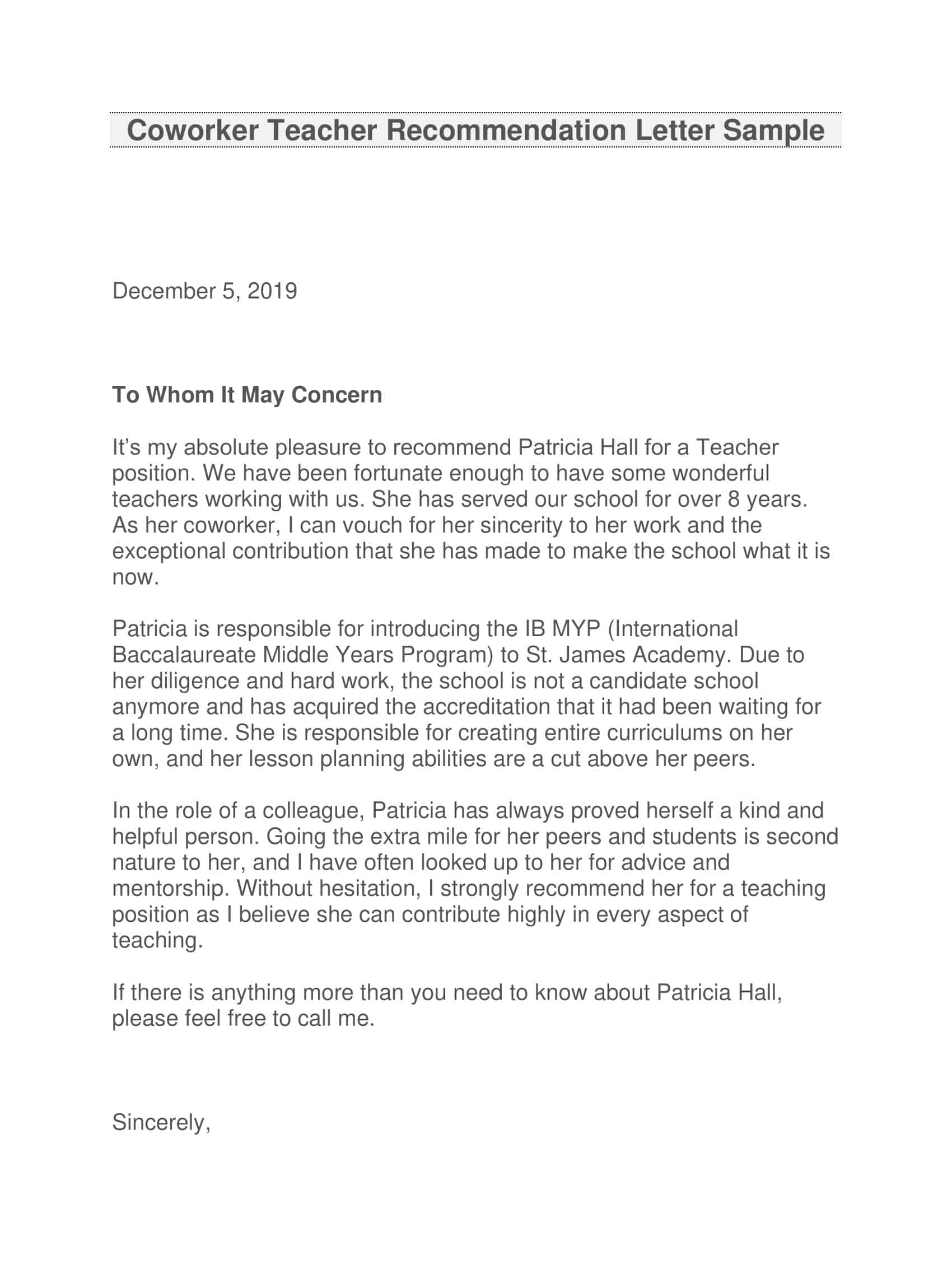 Blank Printable Letter of Recommendation for Coworker Blank Printable Letter of Recommendation for Coworker