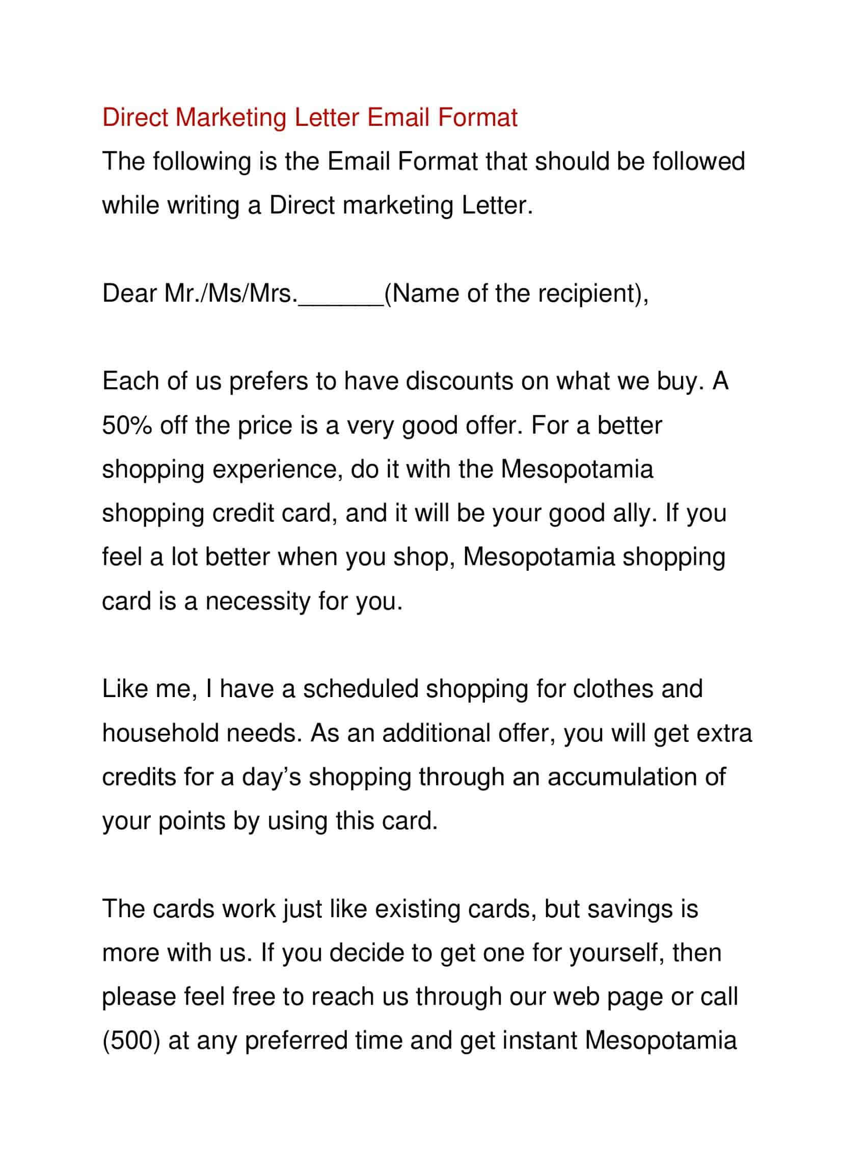 Blank Printable Marketing Letter Blank Printable Marketing Letter