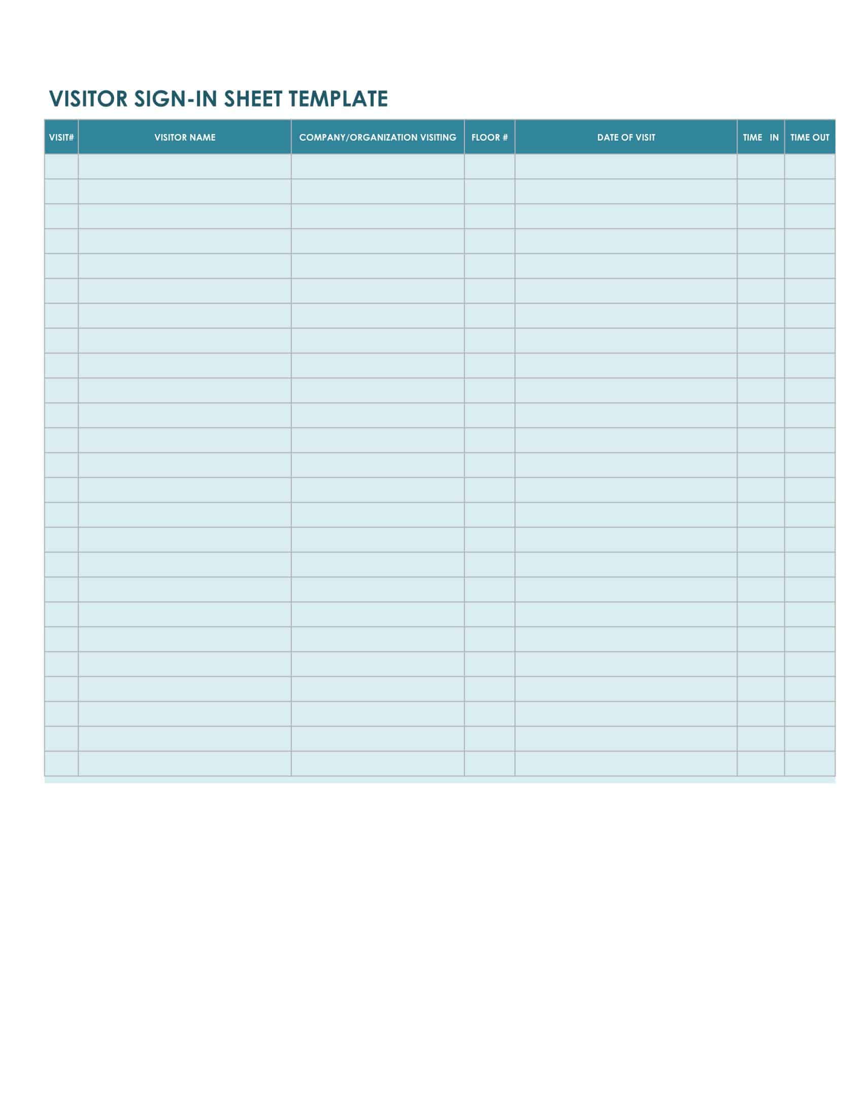 Free Printable Sign In And Out Sheet Templates [PDF, Word, Excel]