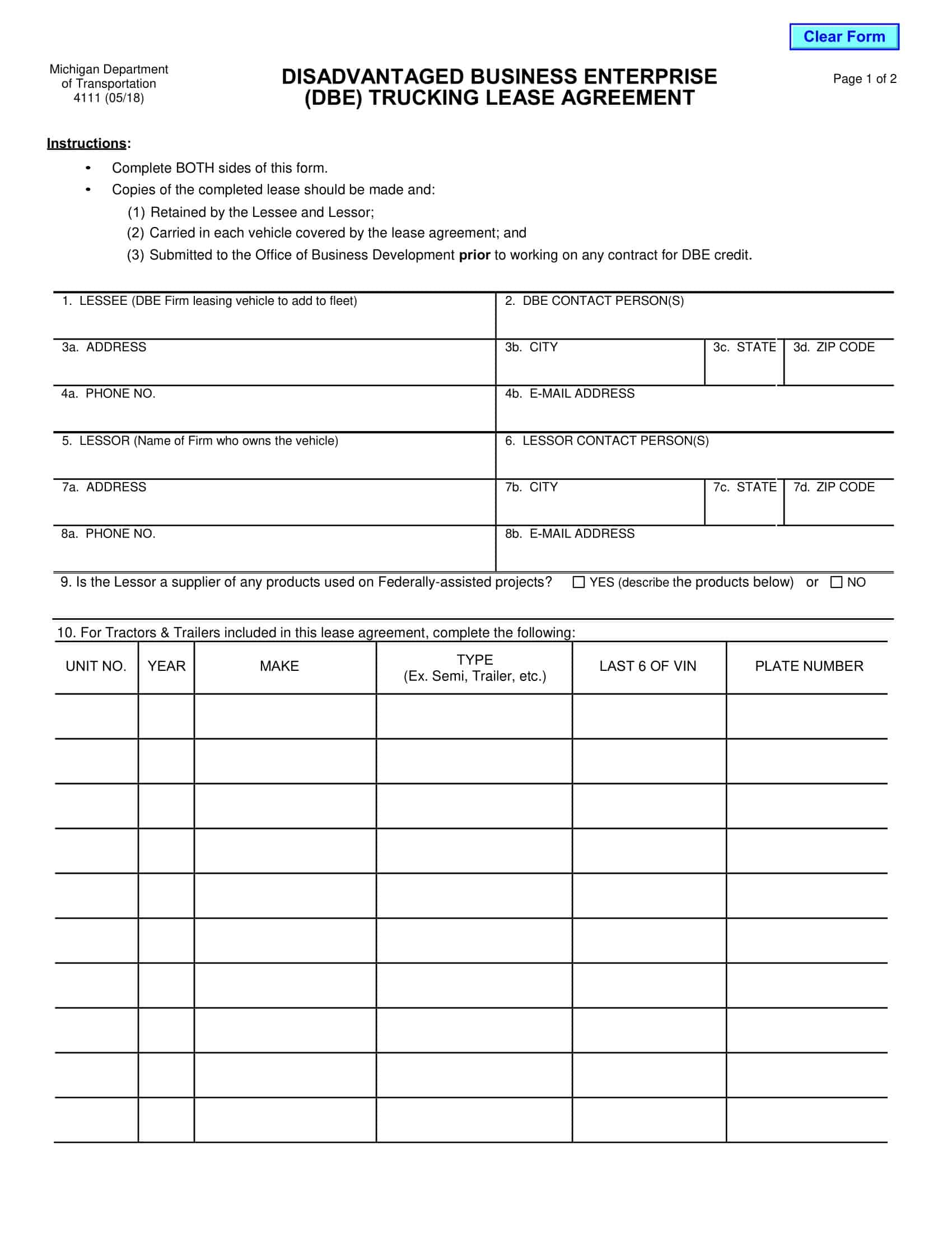 Blank Vehicle Lease Agreement Blank Vehicle Lease Agreement