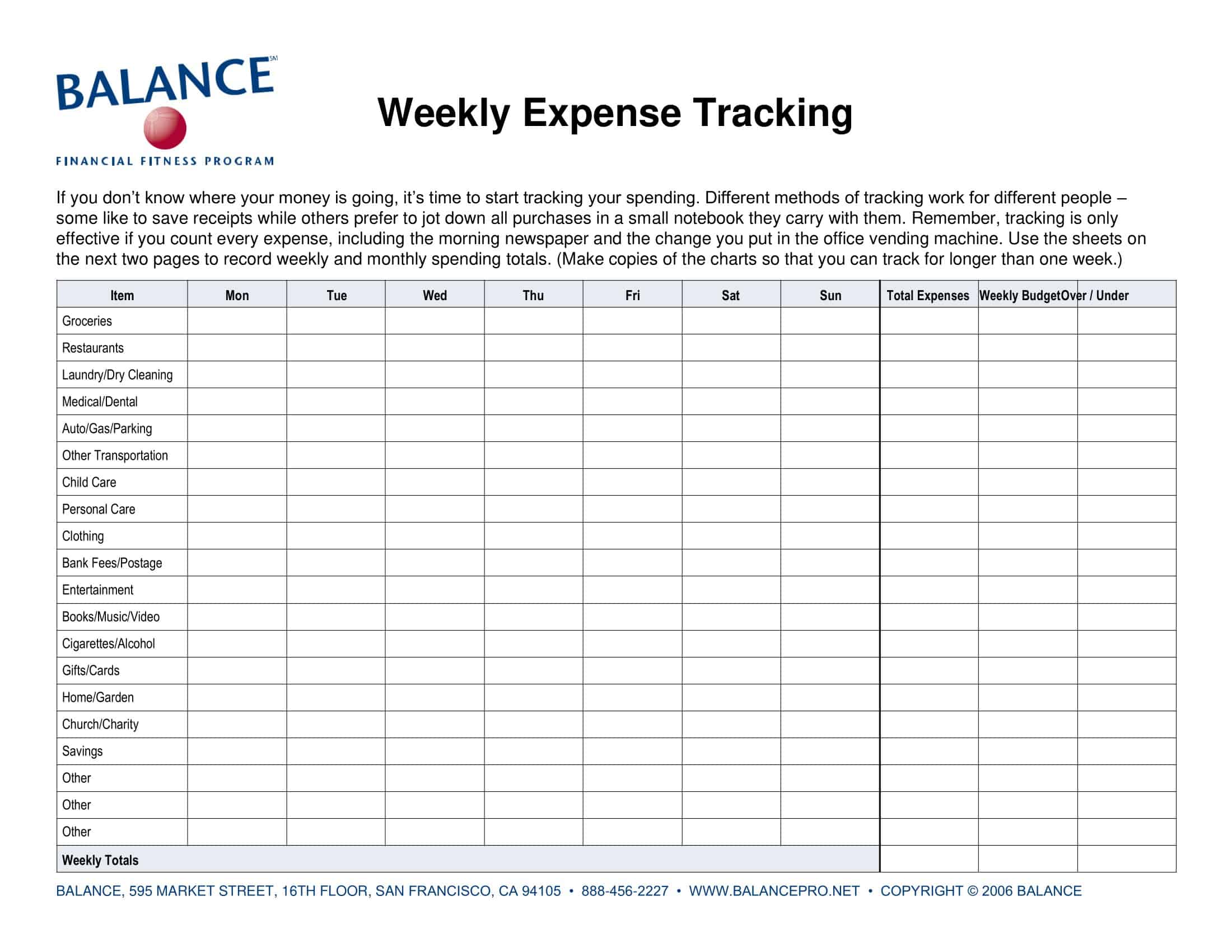 Blank Word Weekly Budget Blank Word Weekly Budget