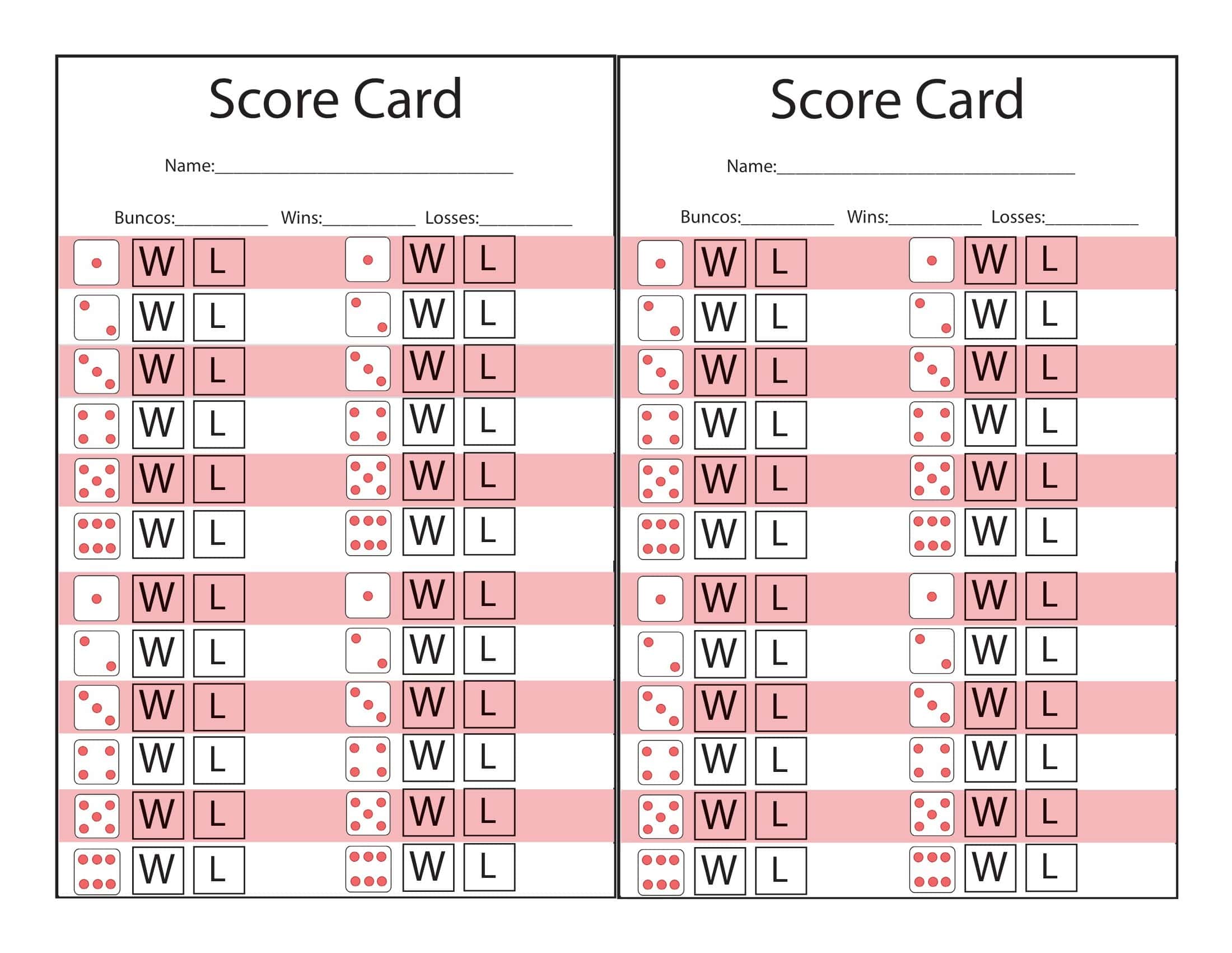 Bunco Score Sheet Download Word Bunco Score Sheet Download Word